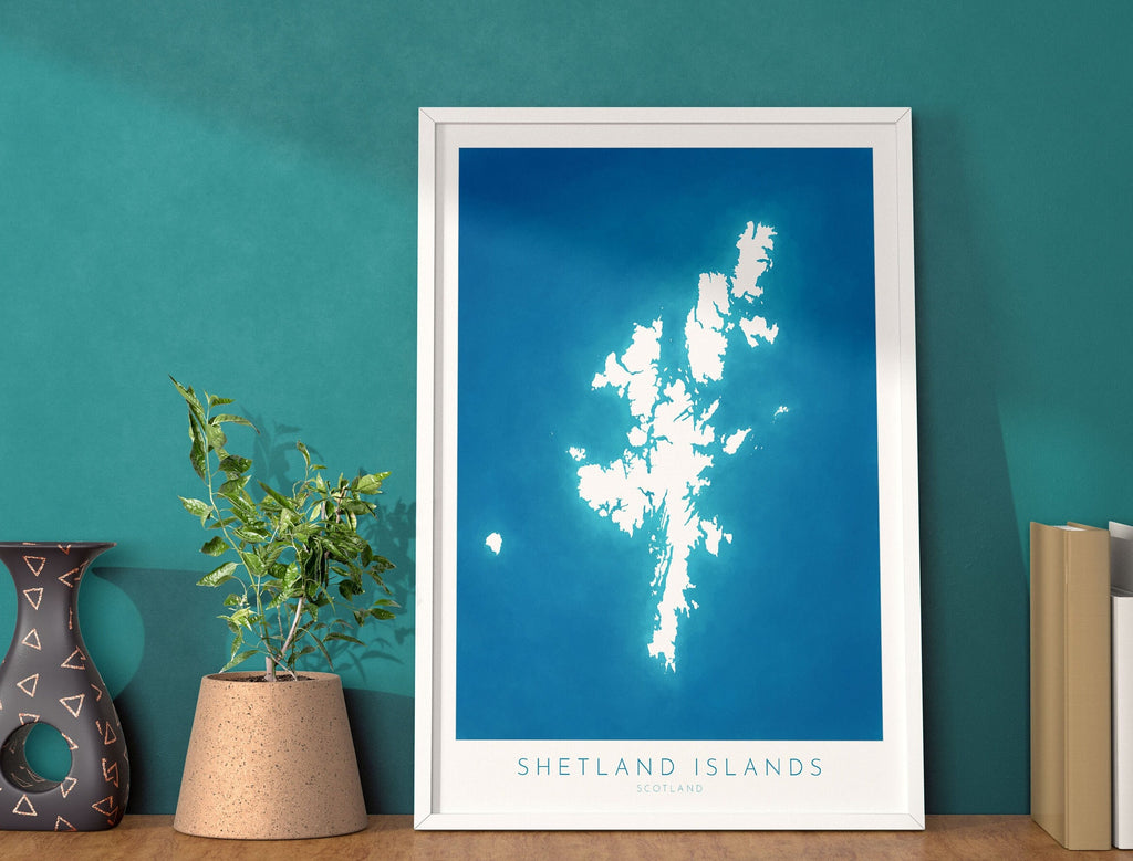 Shetland Islands Map Art - Shetland Islands Scotland Art Print, Shetland Scotland Gift, Scotland Map Art, Shetland Islands Map Blue