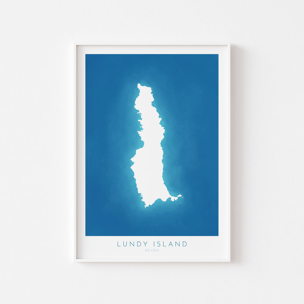 Lundy Island Map Art - Lundy Island Devon Art Print, Lundy Devon Gift, Devon Map Art, Lundy Devon Art, Lundy Island Map Blue, Navy