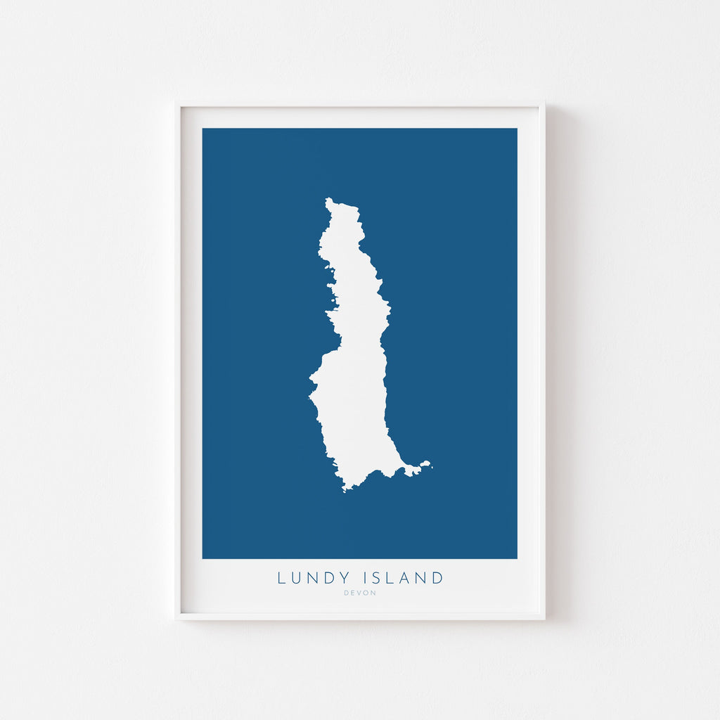Lundy Island Map Art - Lundy Island Devon Art Print, Lundy Devon Gift, Devon Map Art, Lundy Devon Art, Lundy Island Map Blue, Navy