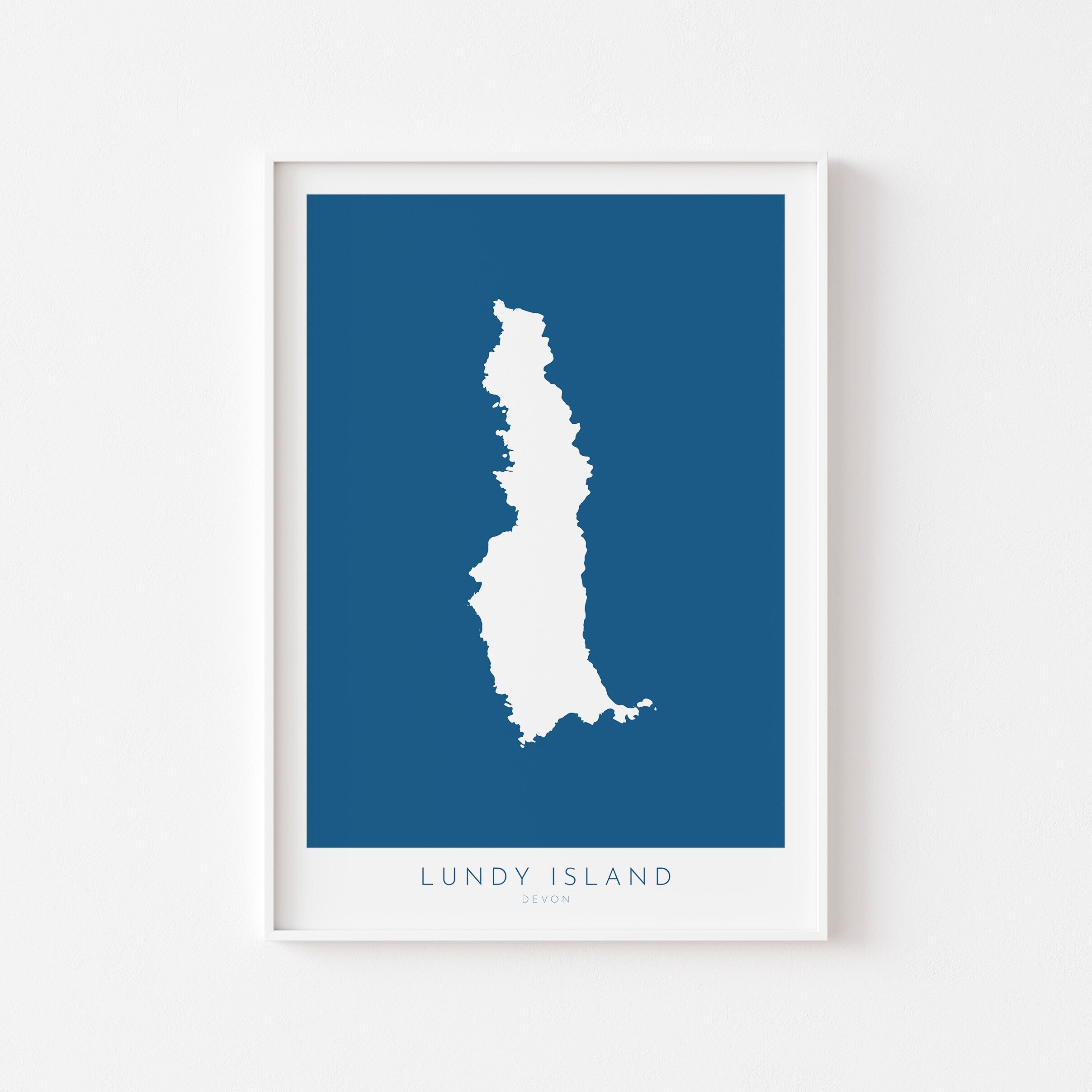 Lundy Island Map Art - Lundy Island Devon Art Print, Lundy Devon Gift, Devon Map Art, Lundy Devon Art, Lundy Island Map Blue, Navy