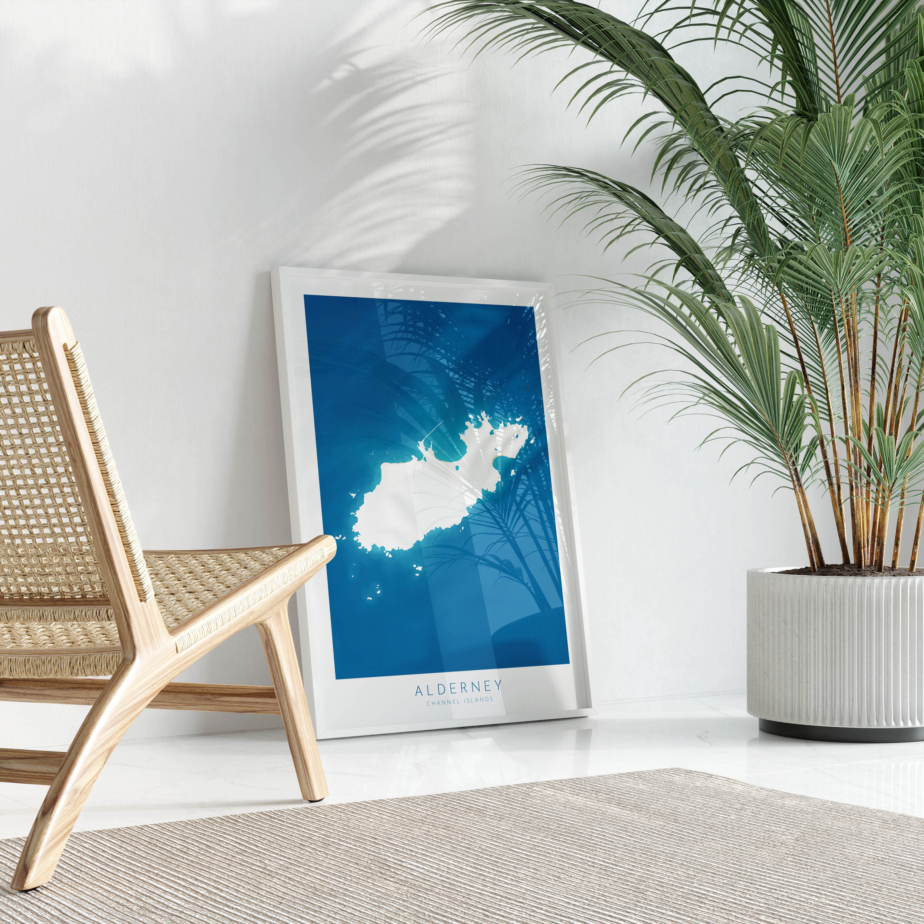 Alderney Island Map Art - Alderney Channel Islands Art Print, Alderney Gift, Channel Islands Map Art, Jersey Map, Guernsey Map Art