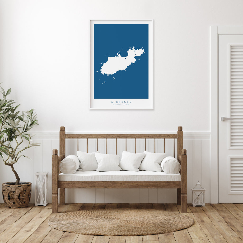Alderney Island Map Art - Alderney Channel Islands Art Print, Alderney Gift, Channel Islands Map Art, Jersey Map, Guernsey Map Art