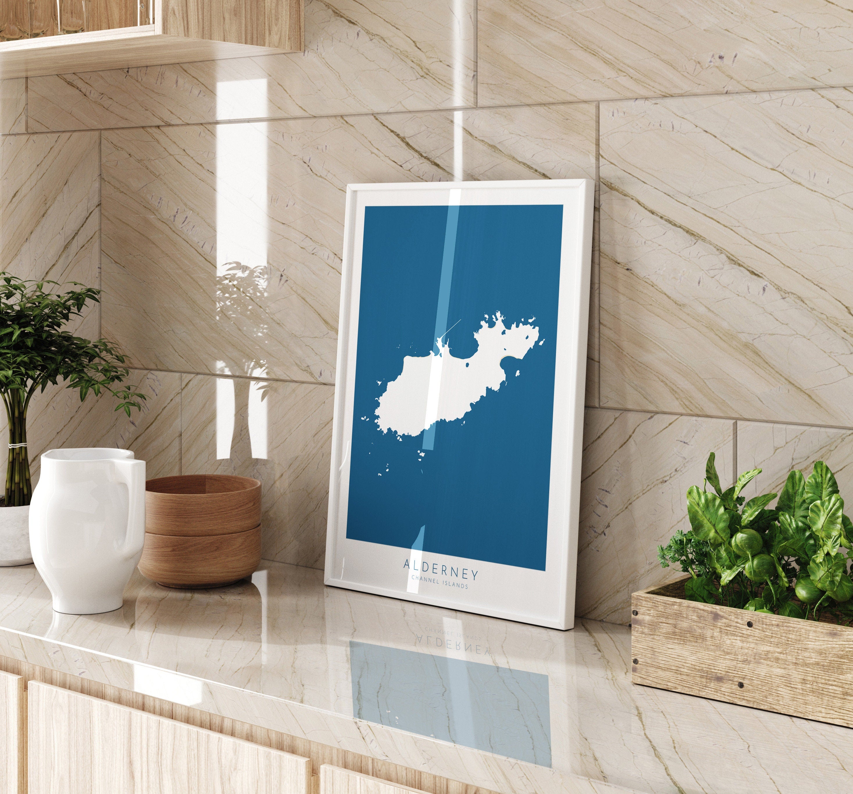 Alderney Island Map Art - Alderney Channel Islands Art Print, Alderney Gift, Channel Islands Map Art, Jersey Map, Guernsey Map Art