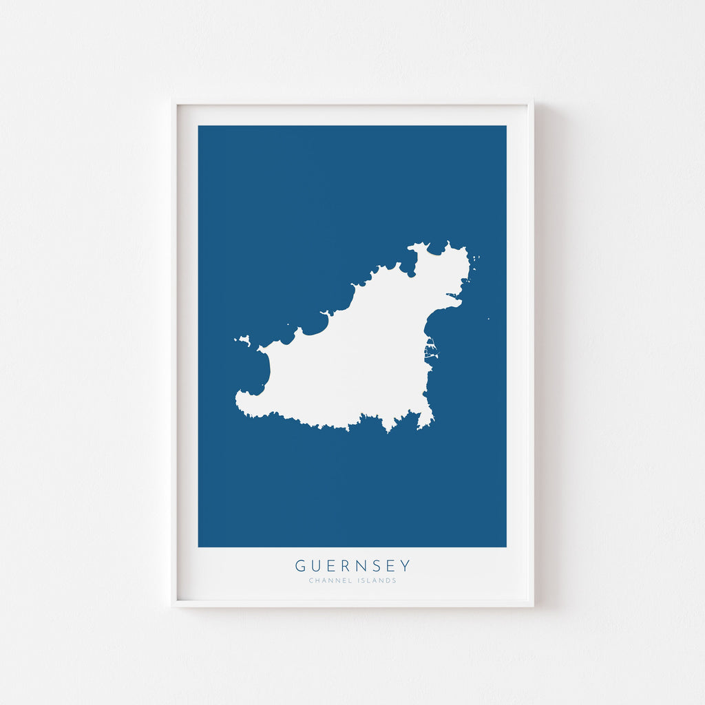 Guernsey Map Art - Guernsey Island Art Print, Channel Islands Gift, Channel Islands Map Art, Guernsey Map Blue, Les Martins Map Art Navy
