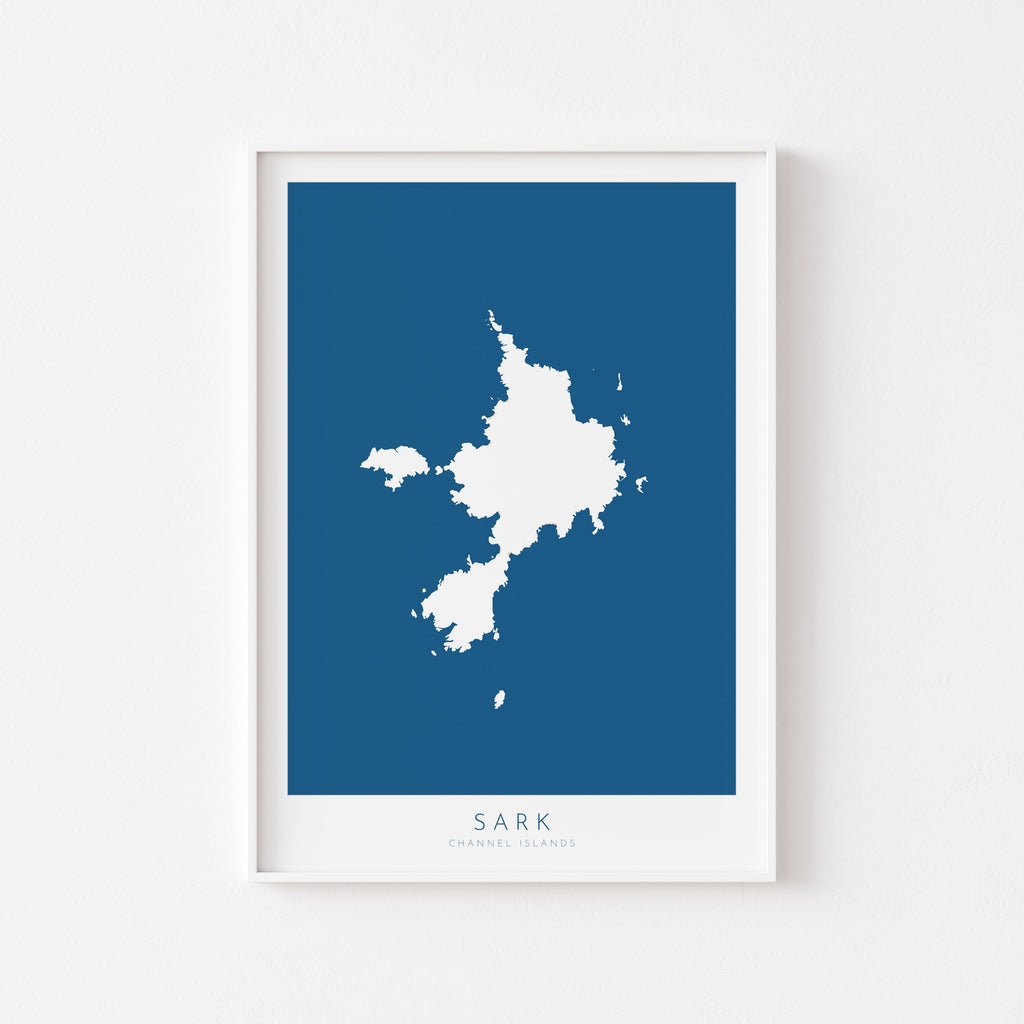 Sark Map Art - Isle of Sark Art Print, Channel Islands Map Gift, Channel Islands Map Art, Sark Map Blue, Channel Island Art