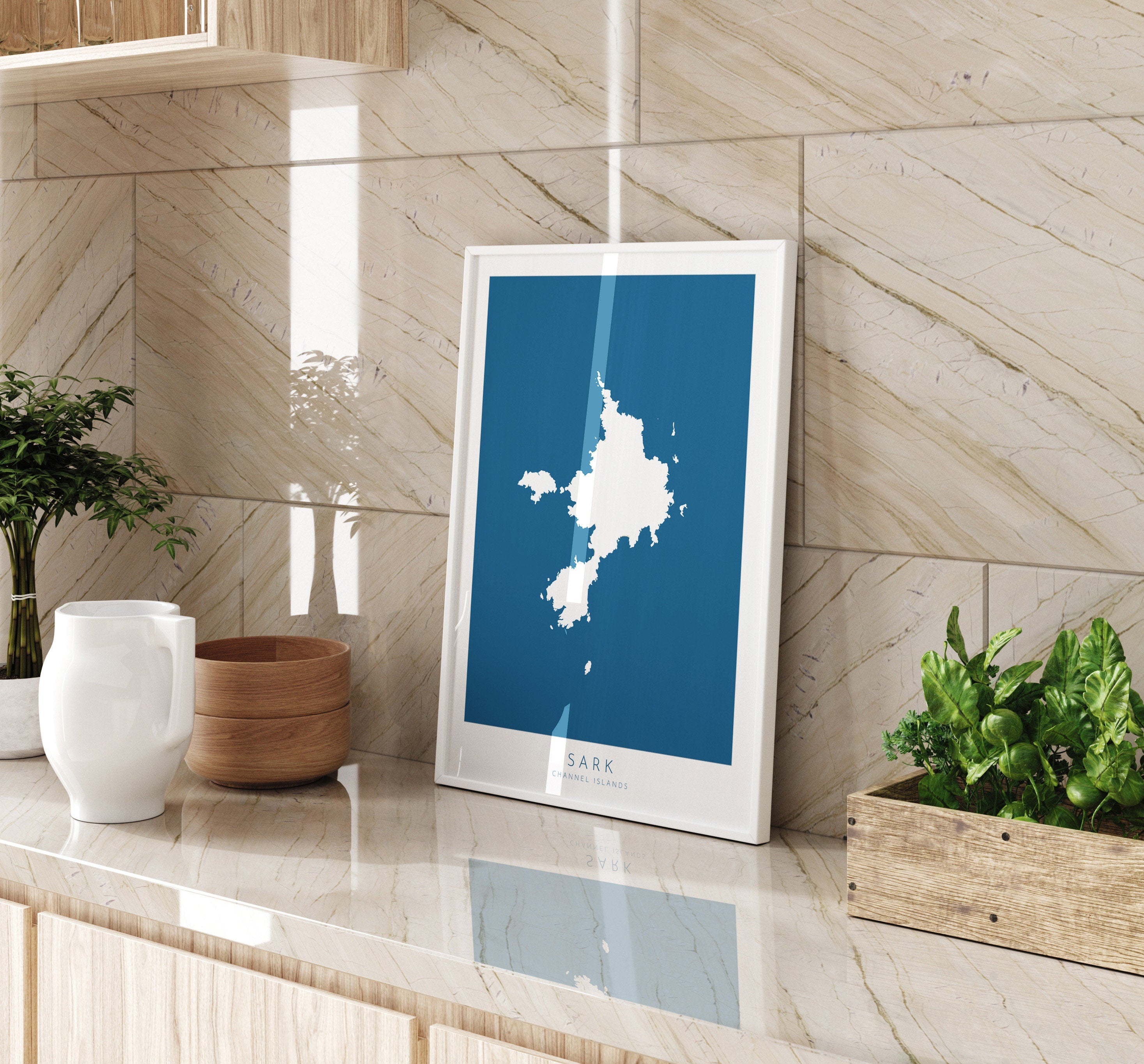 Sark Map Art - Isle of Sark Art Print, Channel Islands Map Gift, Channel Islands Map Art, Sark Map Blue, Channel Island Art