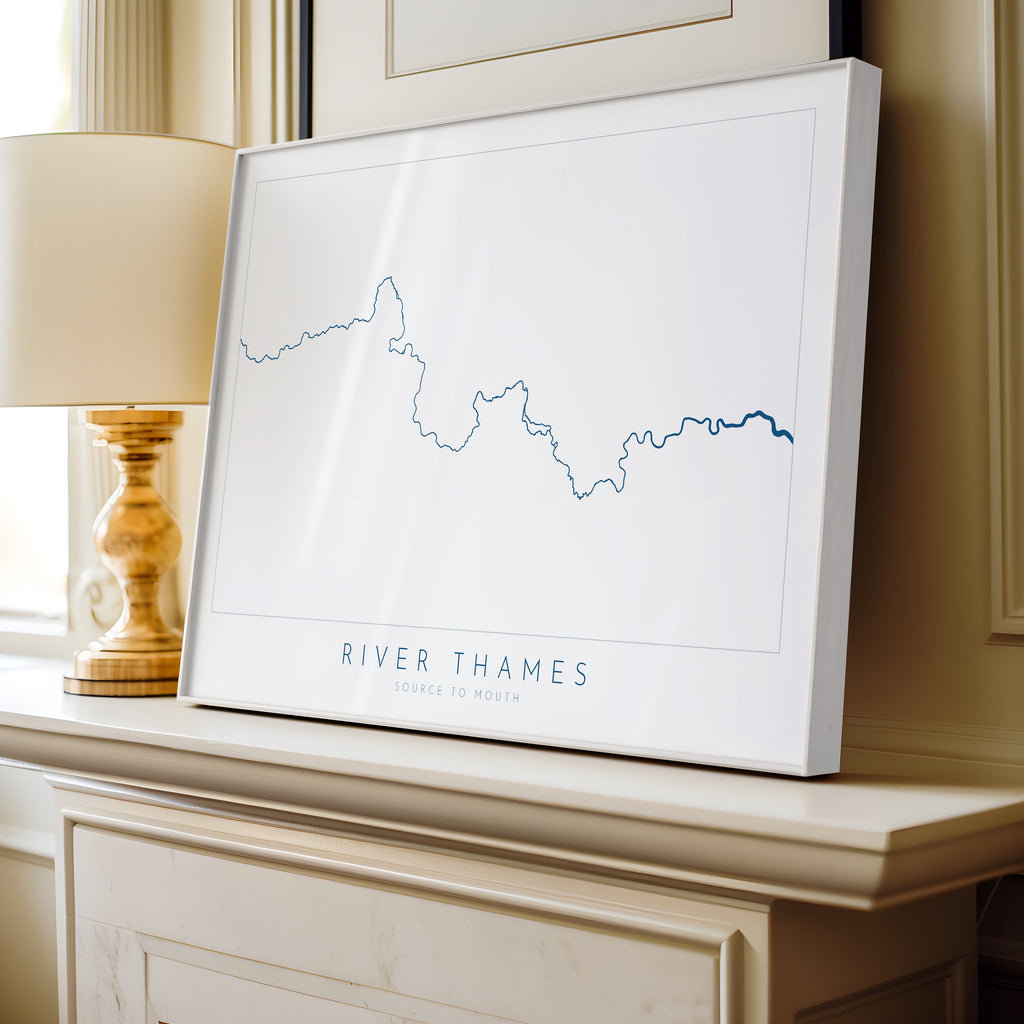 River Thames Print - Marlow to Dartford, Thames Path Art, London Map, The River Thames Print, Richmond, Windsor, Slough, West London