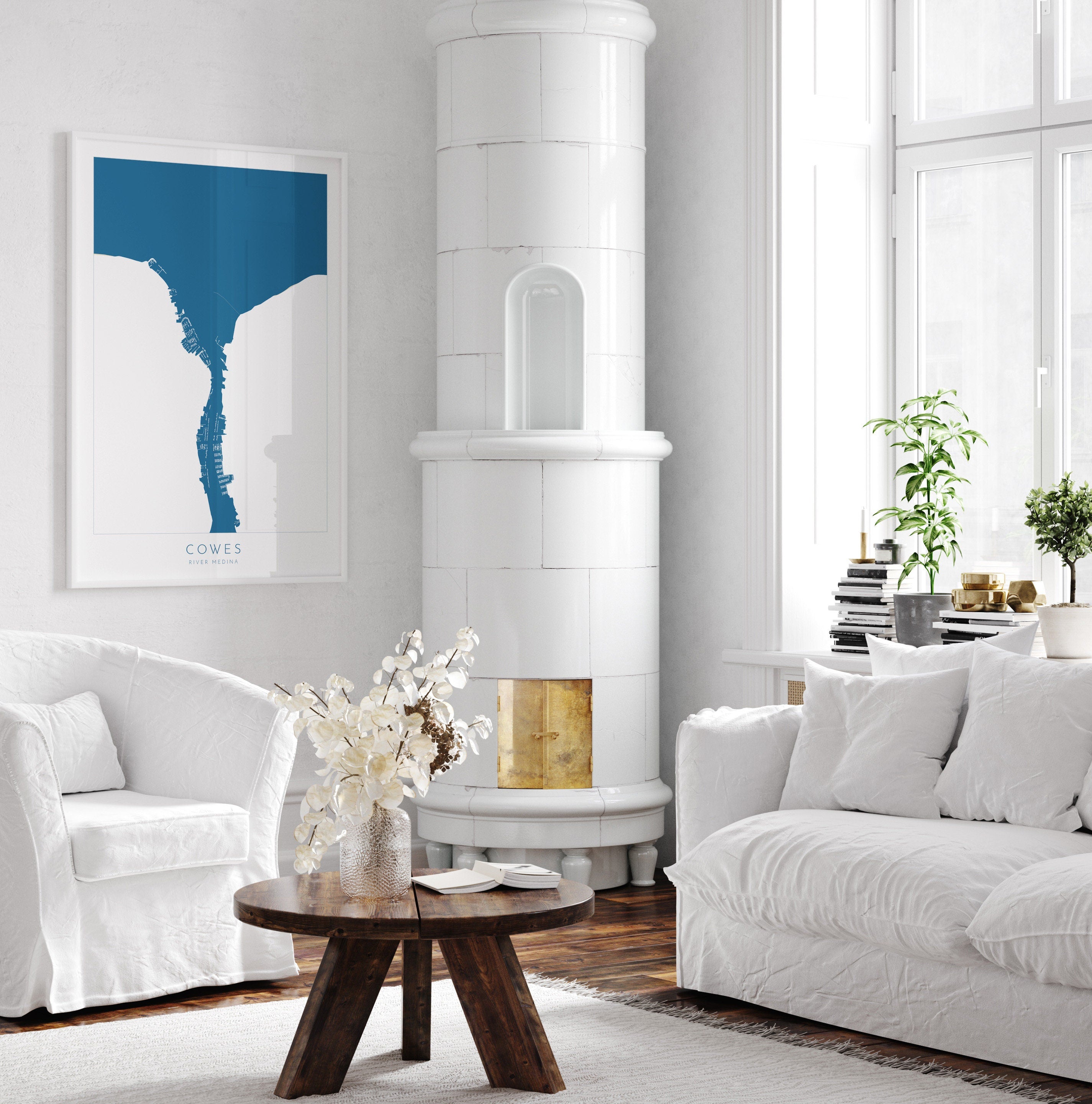 Cowes Map - Cowes, Isle of Wight Map Art, Cowes Week Art, Isle of Wight Art, River Medina Map, Isle of Wight Travel Poster, Nautical Art