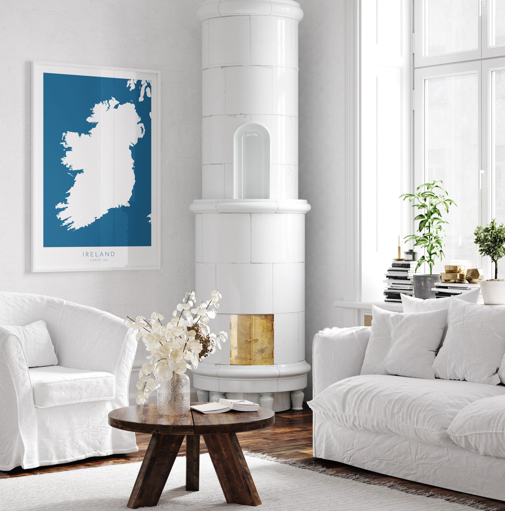 Ireland Map Art - Ireland Coast Map, Ireland Coastline Art, Ireland Art Poster