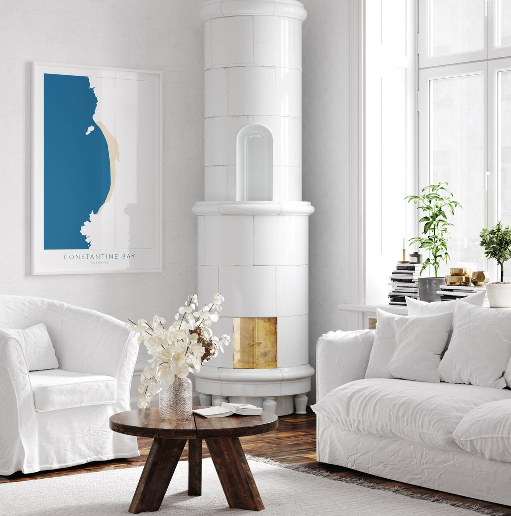 Constantine Bay Map - Constantine Bay Cornwall Art, Cornwall Map, Cornwall Coast Map, North Cornwall Coastline, Cornwall Beach Print