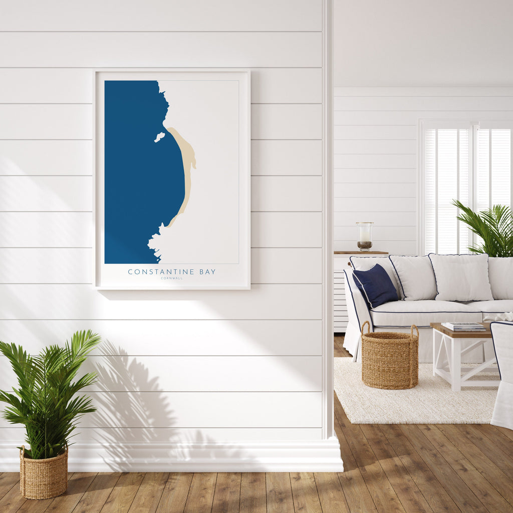 Constantine Bay Map - Constantine Bay Cornwall Art, Cornwall Map, Cornwall Coast Map, North Cornwall Coastline, Cornwall Beach Print