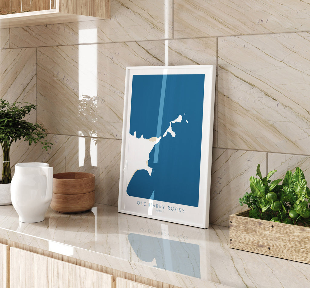 Old Harry Rocks Map Art- Dorset Map, Studland Beach Print, Old Harry Rocks Art Print, Jurassic Coast Map Dorset, Studland Map, Dorset Art