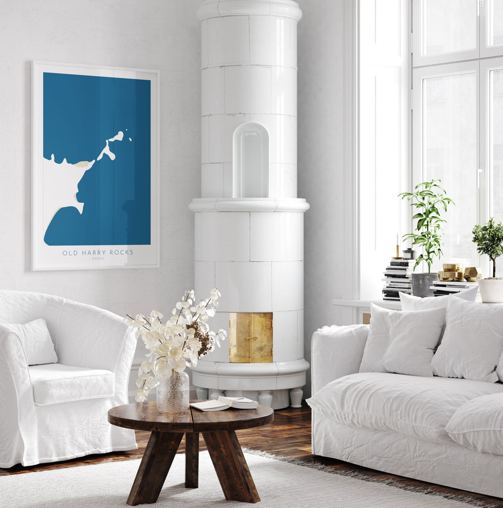 Old Harry Rocks Map Art- Dorset Map, Studland Beach Print, Old Harry Rocks Art Print, Jurassic Coast Map Dorset, Studland Map, Dorset Art