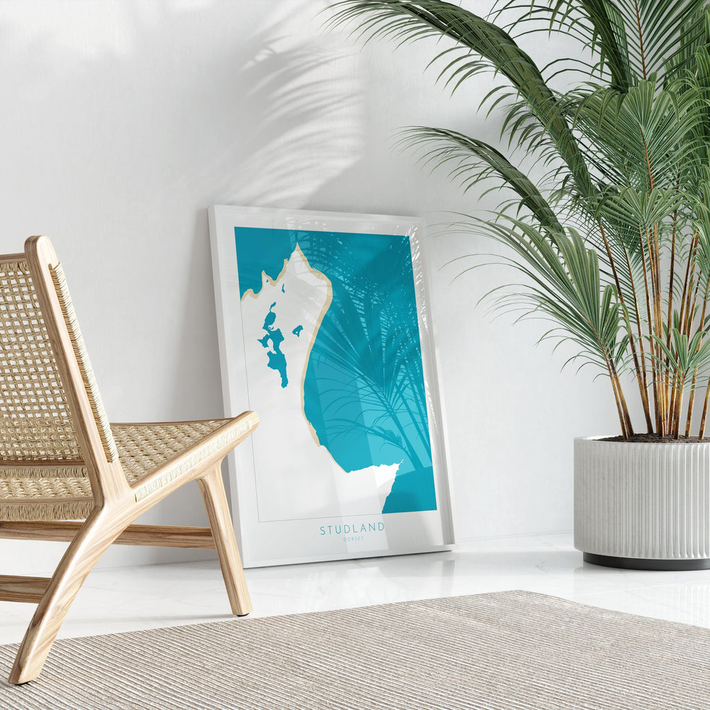 Studland Map Art - Dorset Map, Studland Beach Print, Studland Art Print, Jurassic Coast Map Dorset, Studland Bay Map, Dorset Art, UK Coast