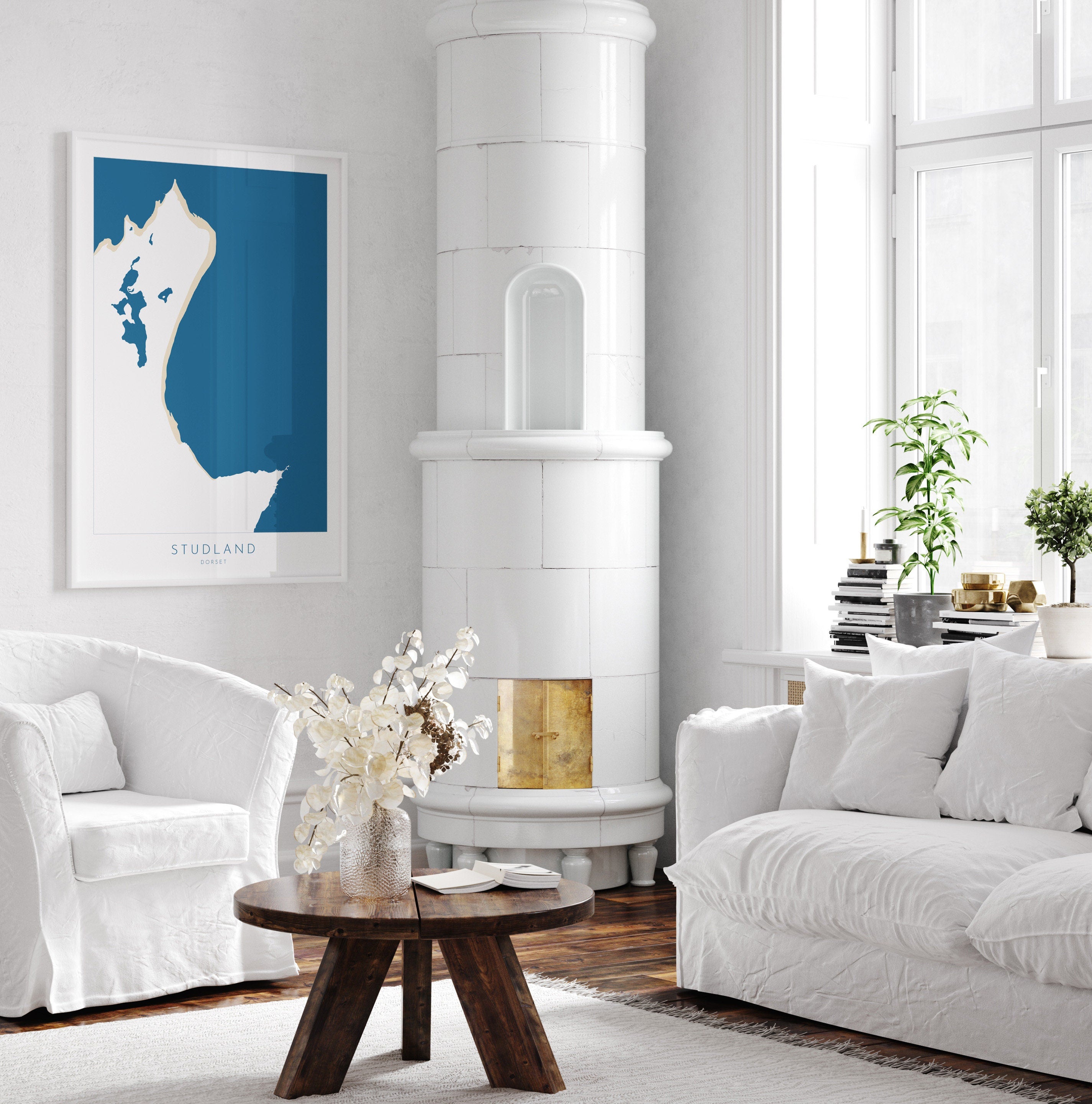 Studland Map Art - Dorset Map, Studland Beach Print, Studland Art Print, Jurassic Coast Map Dorset, Studland Bay Map, Dorset Art, UK Coast