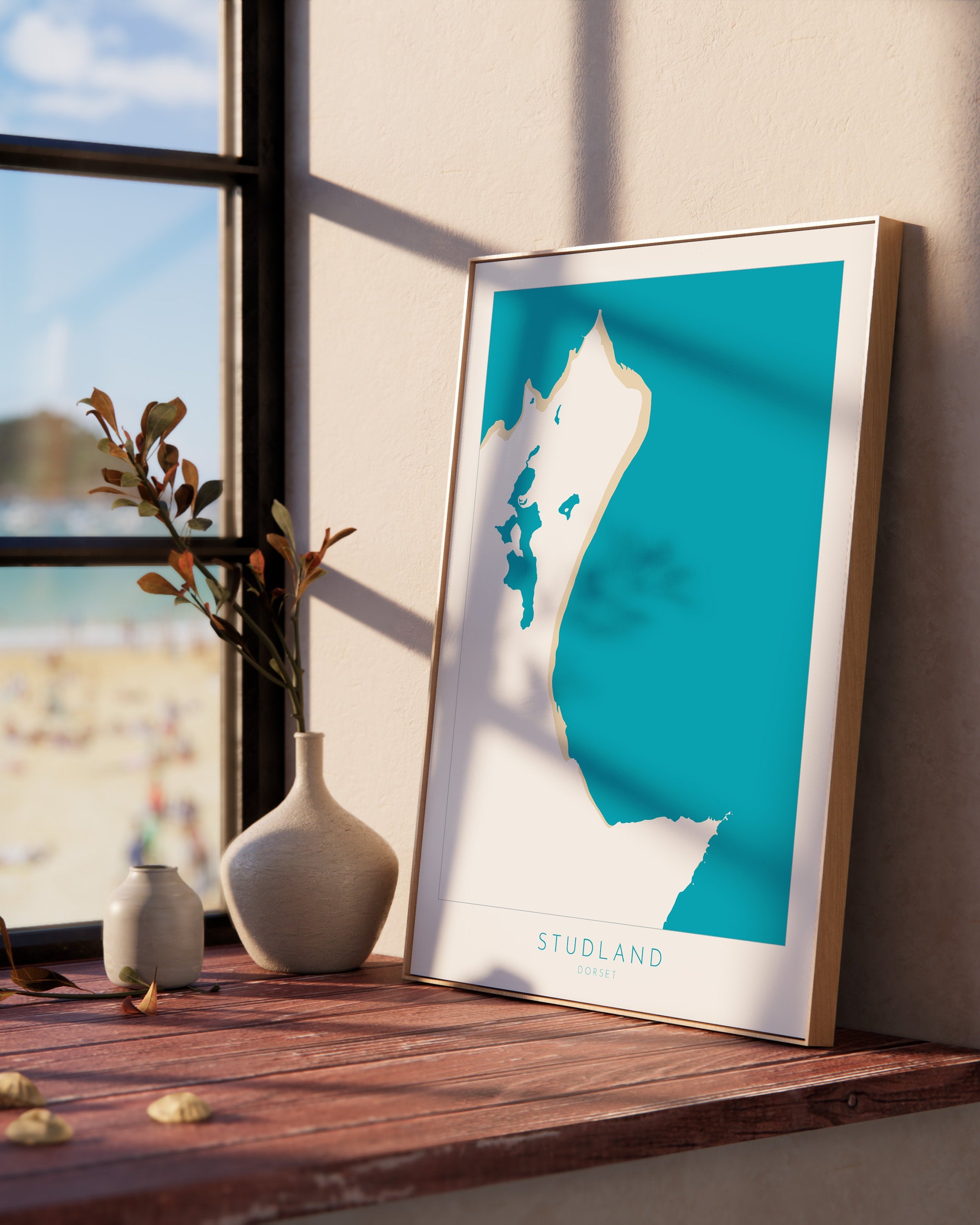 Studland Map Art - Dorset Map, Studland Beach Print, Studland Art Print, Jurassic Coast Map Dorset, Studland Bay Map, Dorset Art, UK Coast