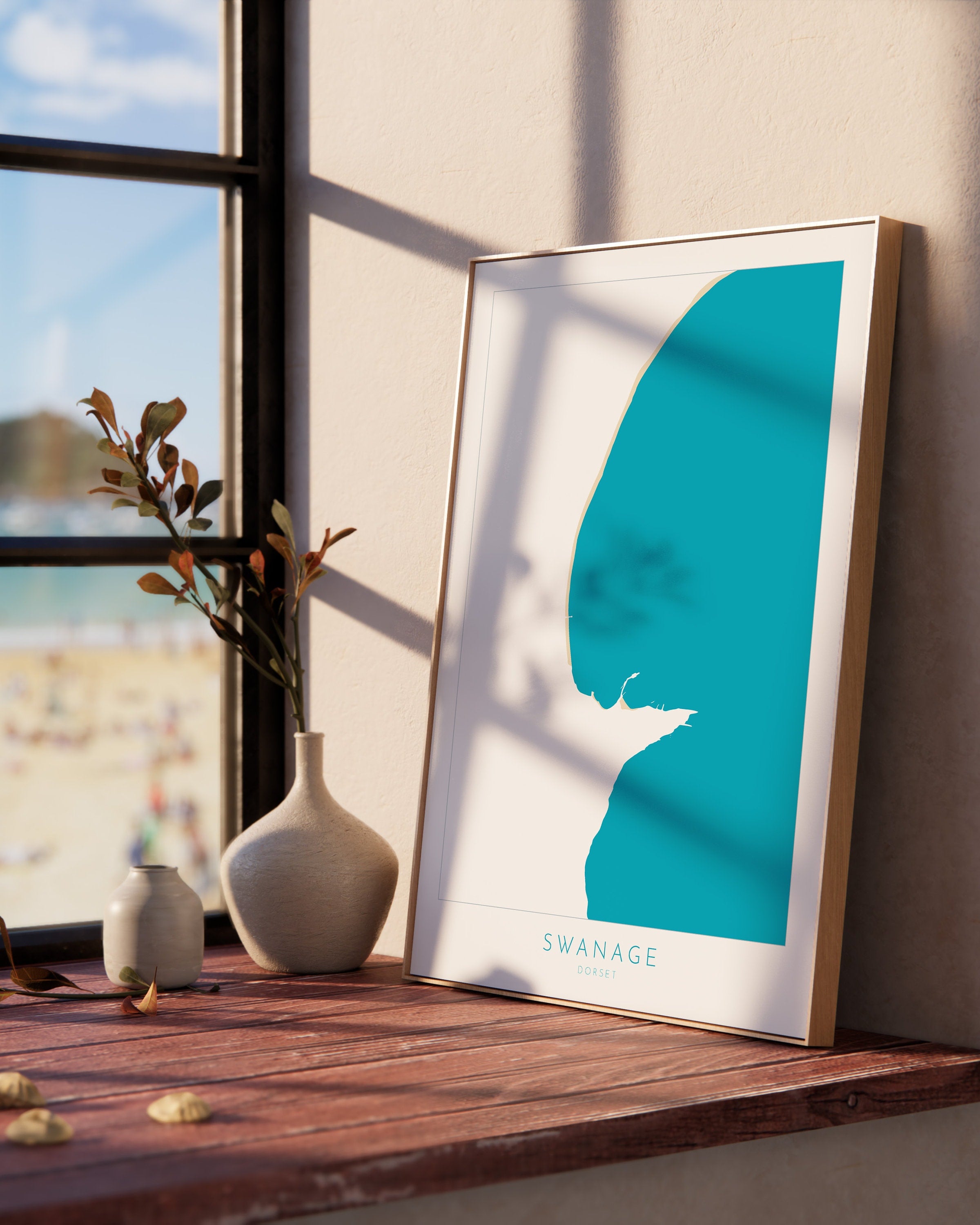 Swanage Map Art - Dorset Map, Swanage Beach Print, Swanage Art Print, Jurassic Coast Map Dorset, Swanage Bay Map, Dorset Coast Art