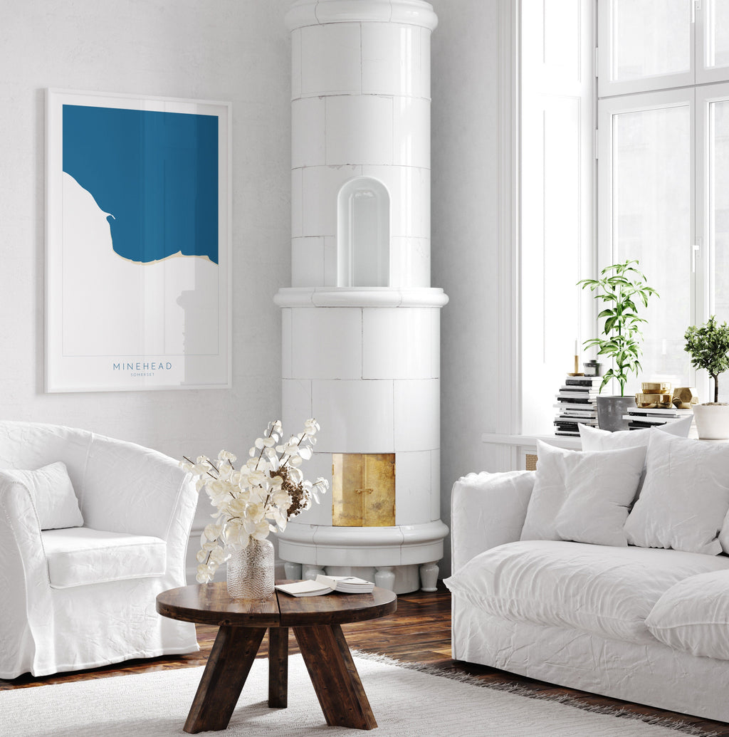 Minehead Map Art - Minehead Somerset Map, Minehead Beach Print, Minehead Art Print, Somerset Art, UK Coast, Coastal Art, Beach Art UK