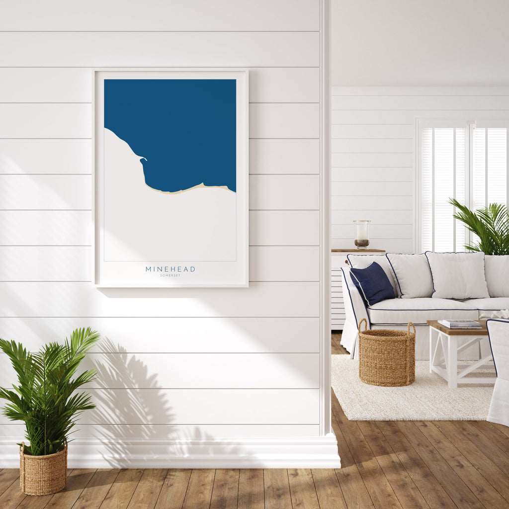 Minehead Map Art - Minehead Somerset Map, Minehead Beach Print, Minehead Art Print, Somerset Art, UK Coast, Coastal Art, Beach Art UK