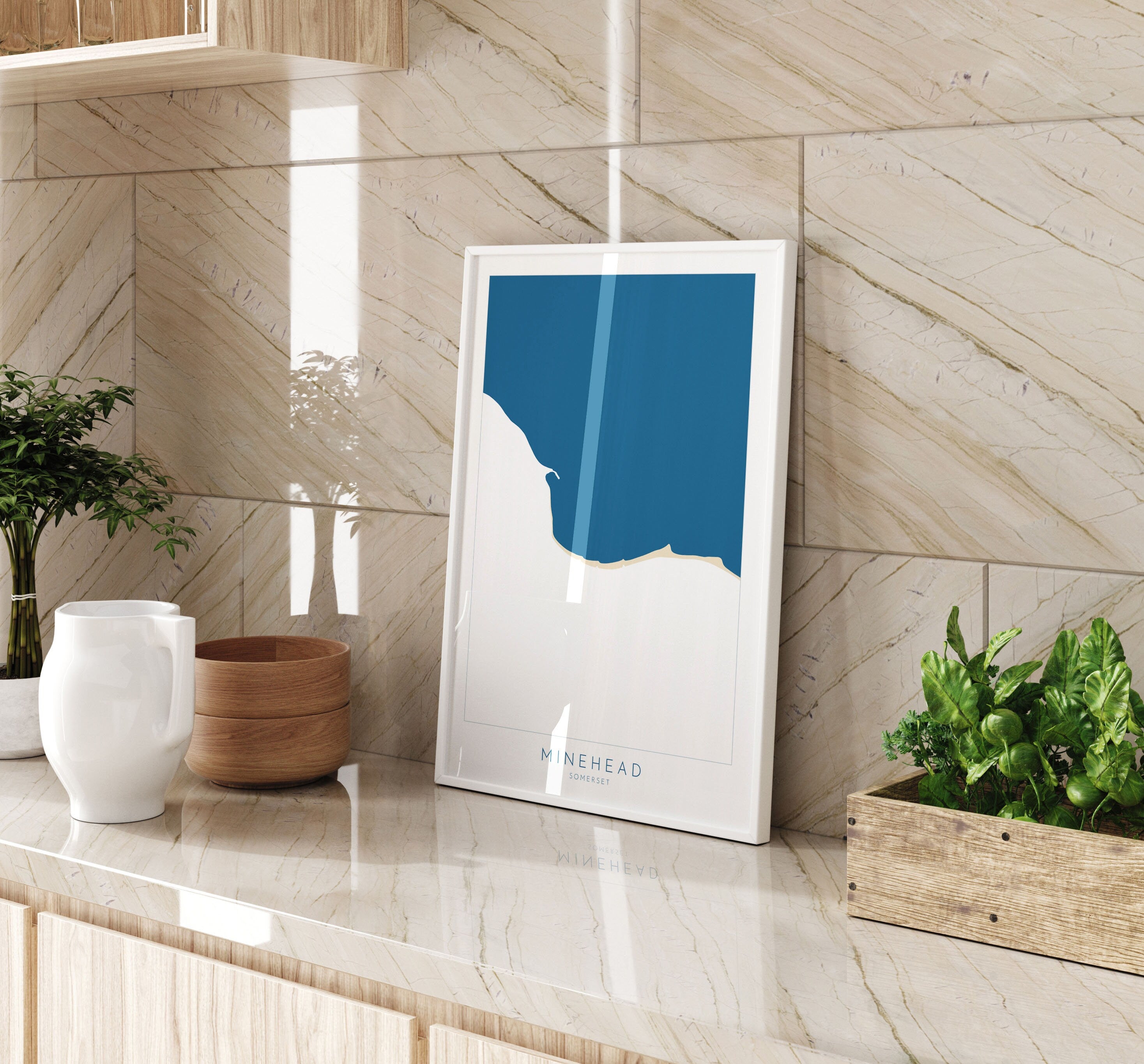 Minehead Map Art - Minehead Somerset Map, Minehead Beach Print, Minehead Art Print, Somerset Art, UK Coast, Coastal Art, Beach Art UK