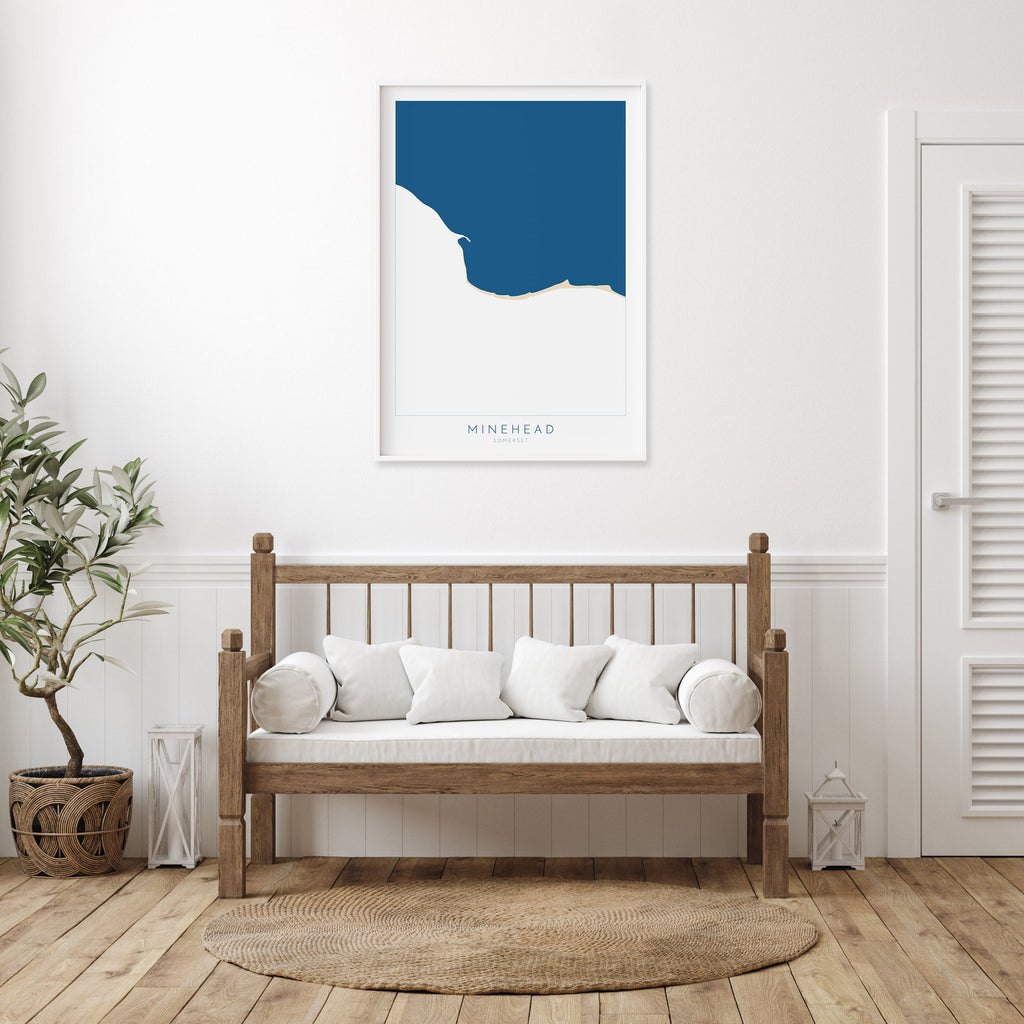 Minehead Map Art - Minehead Somerset Map, Minehead Beach Print, Minehead Art Print, Somerset Art, UK Coast, Coastal Art, Beach Art UK
