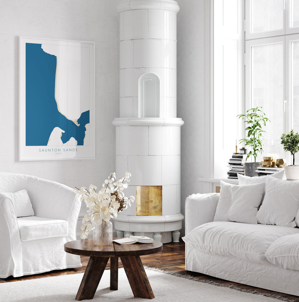 Saunton Sands Map Art - Saunton Sands Devon Map, Saunton Sands Beach Print, Saunton Sands Art Print, Devon Beach Art, North Devon Map Art