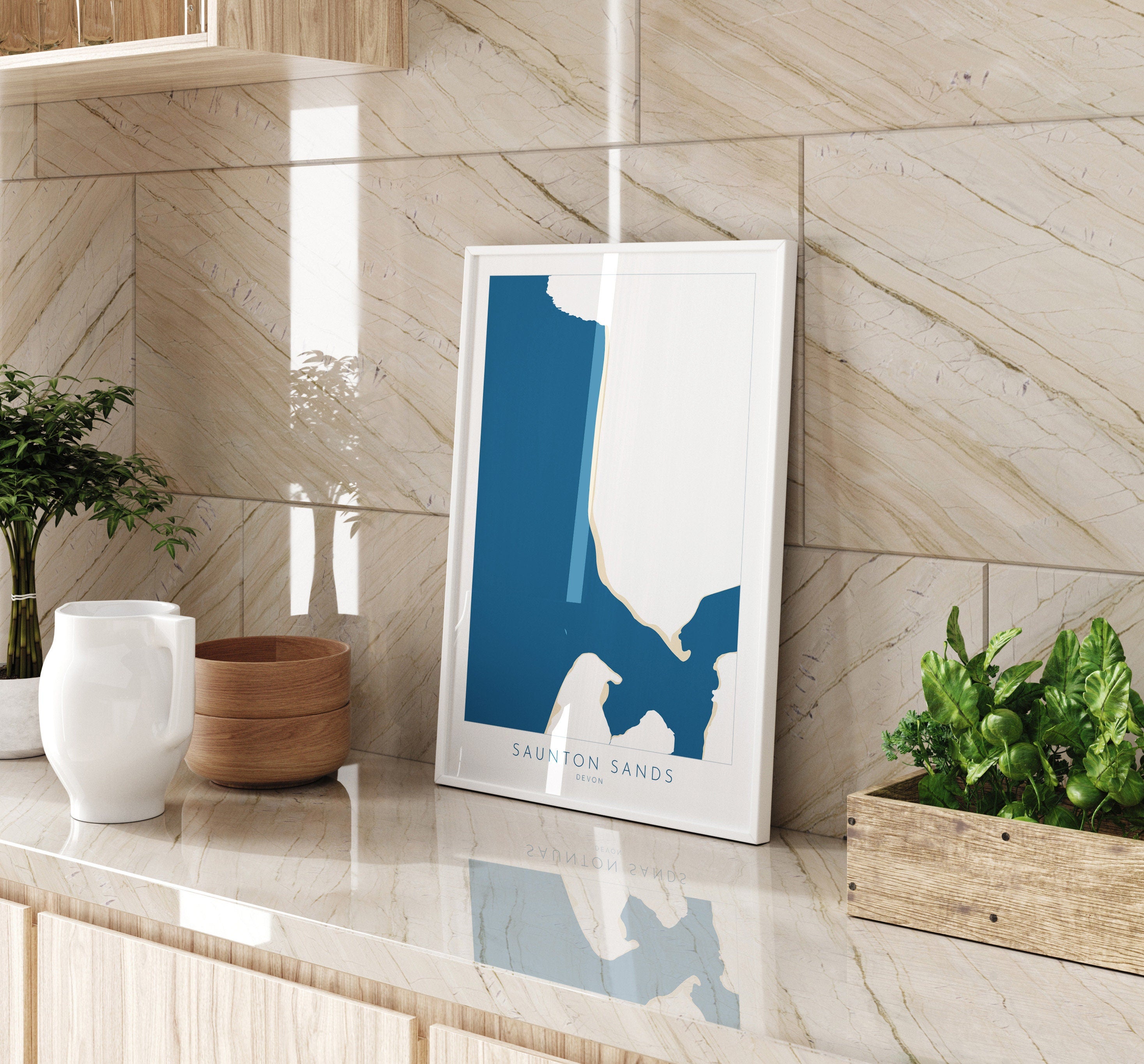 Saunton Sands Map Art - Saunton Sands Devon Map, Saunton Sands Beach Print, Saunton Sands Art Print, Devon Beach Art, North Devon Map Art