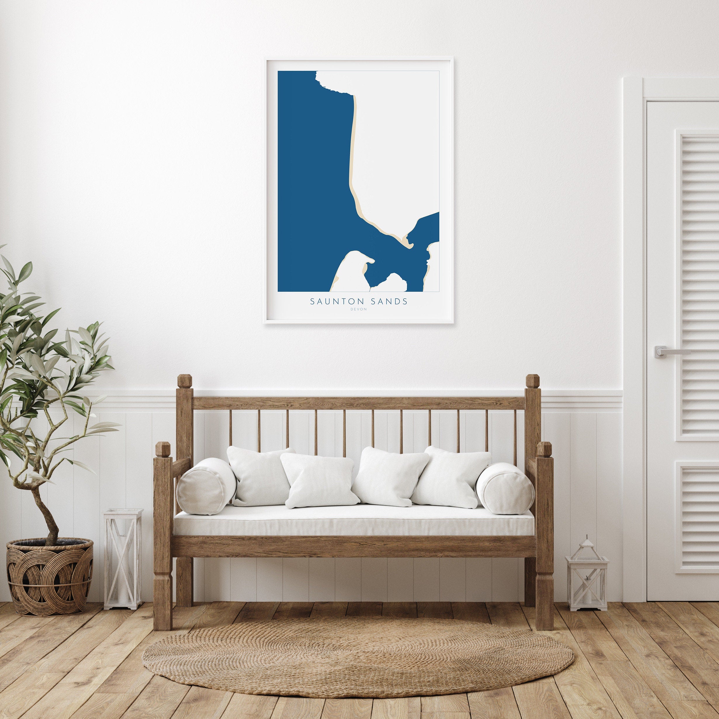 Saunton Sands Map Art - Saunton Sands Devon Map, Saunton Sands Beach Print, Saunton Sands Art Print, Devon Beach Art, North Devon Map Art