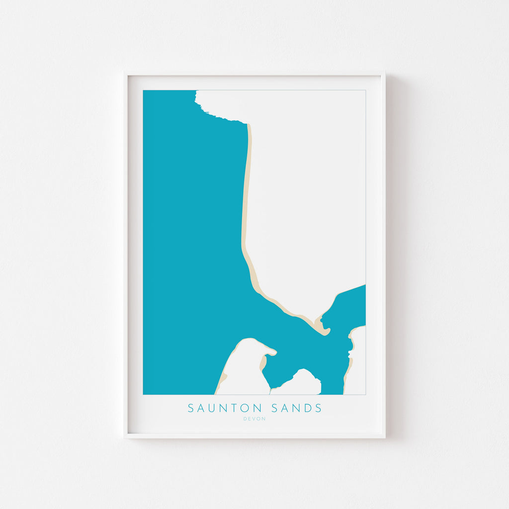 Saunton Sands Map Art - Saunton Sands Devon Map, Saunton Sands Beach Print, Saunton Sands Art Print, Devon Beach Art, North Devon Map Art