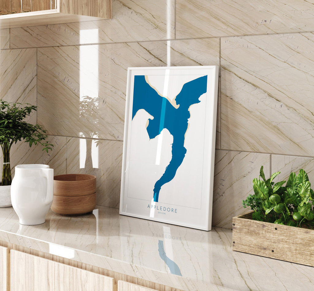 Appledore Map Art - Appledore Devon Map, Appledore Beach Print, Appledore Art Print, Devon Beach Art, North Devon Map Art, Devon Coastal Art