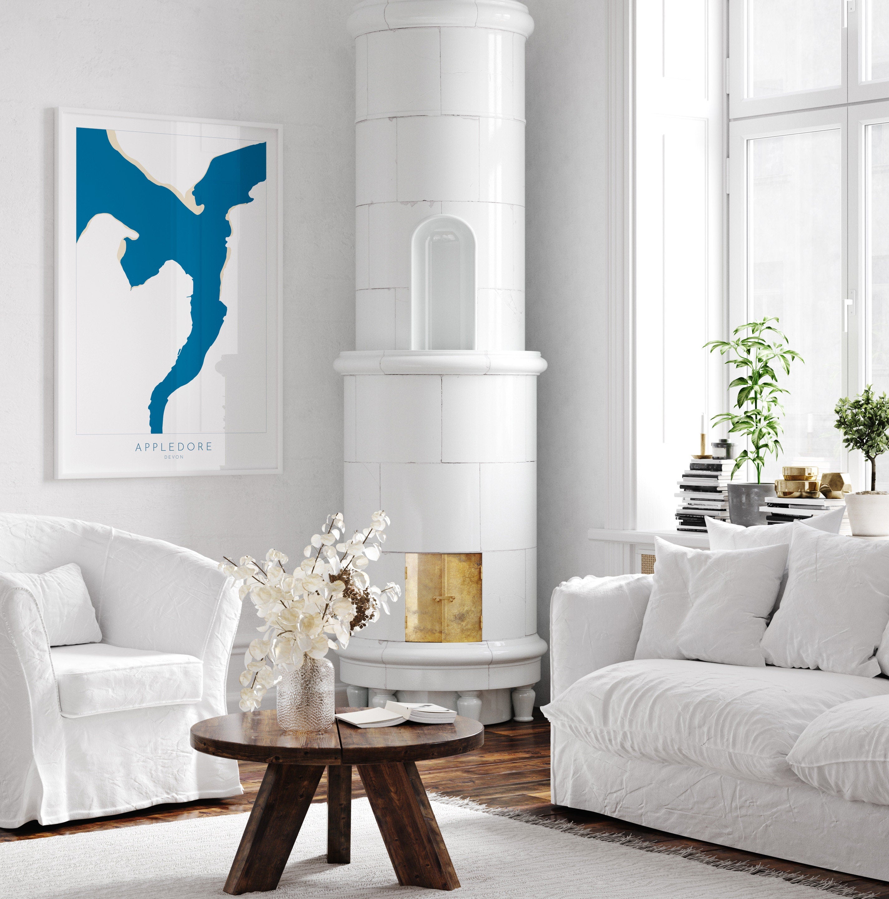 Appledore Map Art - Appledore Devon Map, Appledore Beach Print, Appledore Art Print, Devon Beach Art, North Devon Map Art, Devon Coastal Art