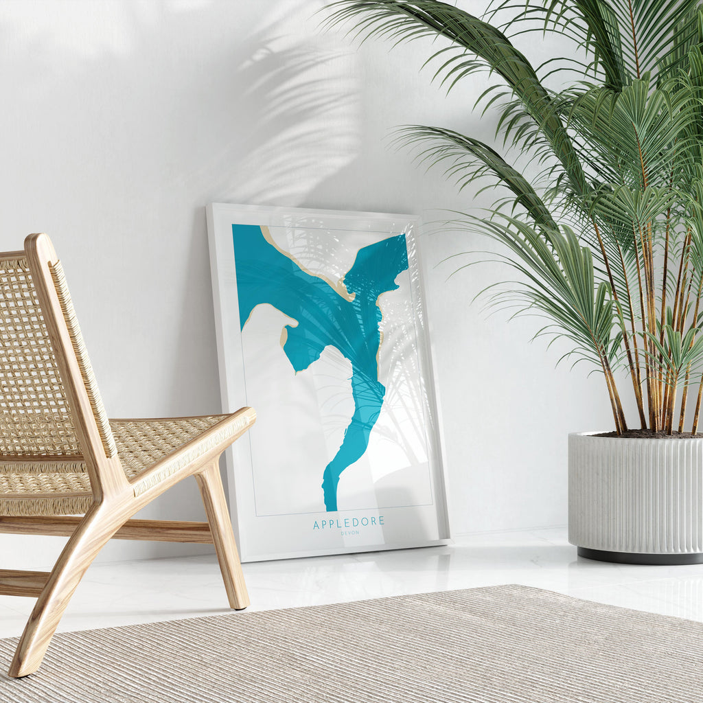 Appledore Map Art - Appledore Devon Map, Appledore Beach Print, Appledore Art Print, Devon Beach Art, North Devon Map Art, Devon Coastal Art