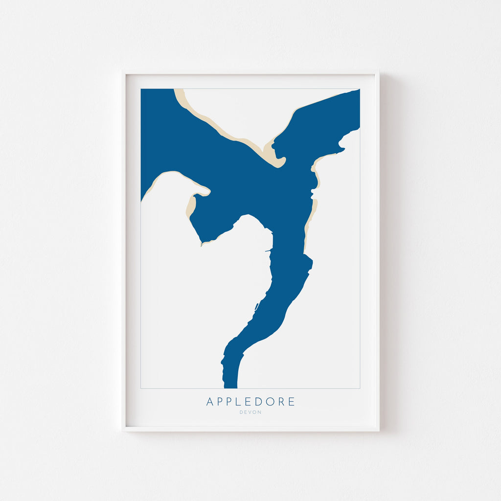 Appledore Map Art - Appledore Devon Map, Appledore Beach Print, Appledore Art Print, Devon Beach Art, North Devon Map Art, Devon Coastal Art