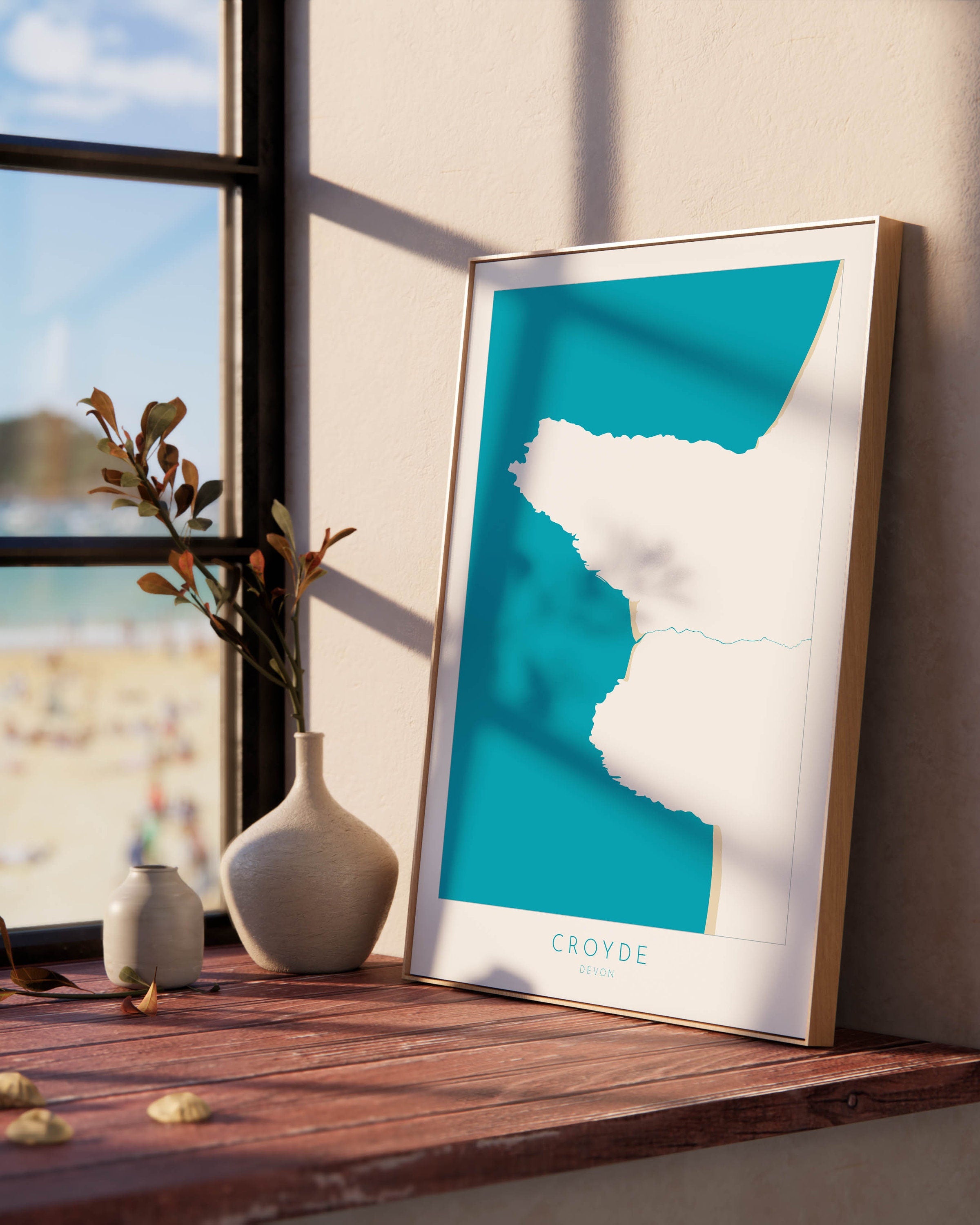 Croyde Map Art - Croyde Devon Map, Croyde Beach Print, Croyde Art Print, Devon Beach Art, North Devon Map Art, Devon Coast Map, Surf Art