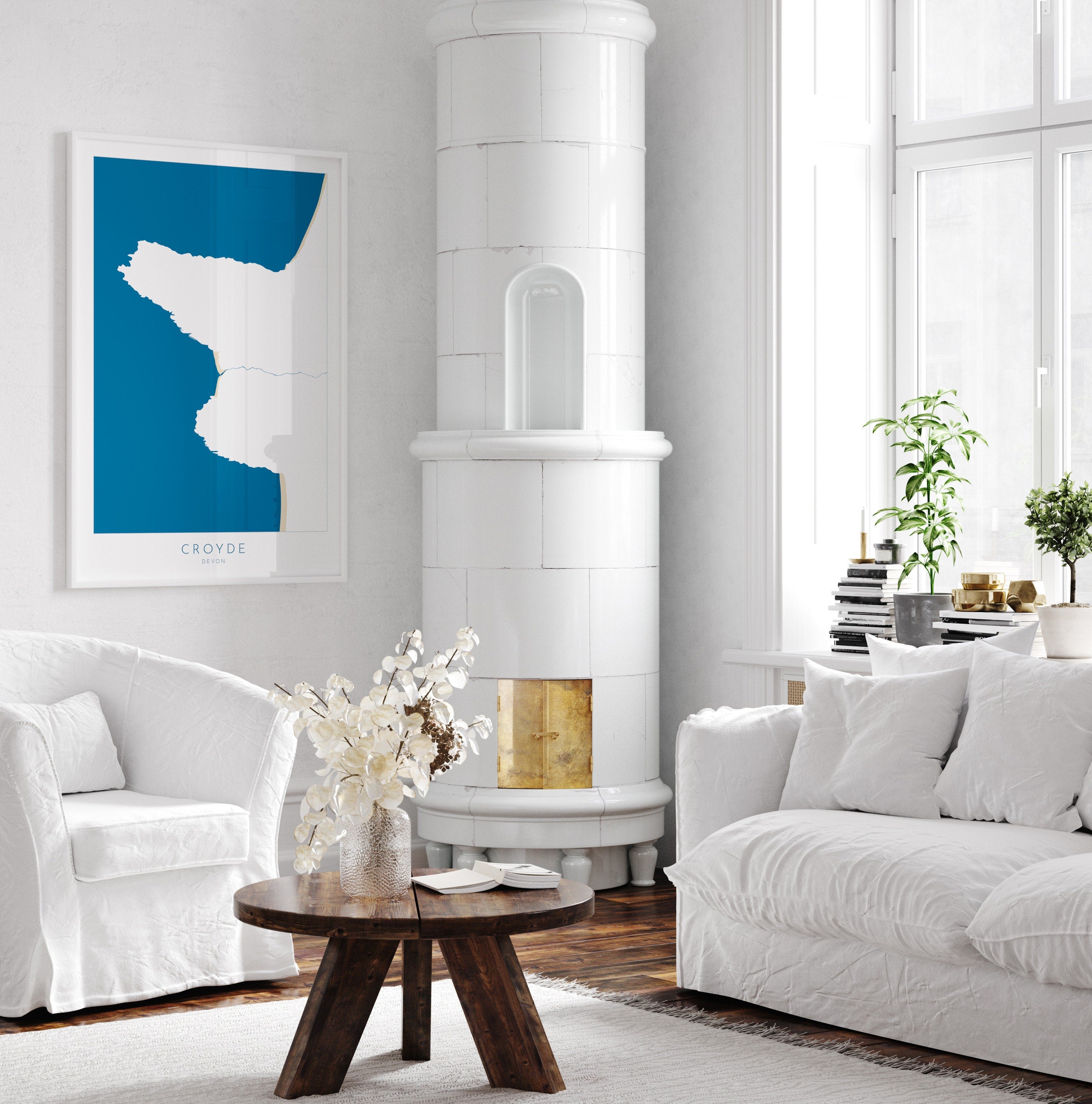 Croyde Map Art - Croyde Devon Map, Croyde Beach Print, Croyde Art Print, Devon Beach Art, North Devon Map Art, Devon Coast Map, Surf Art