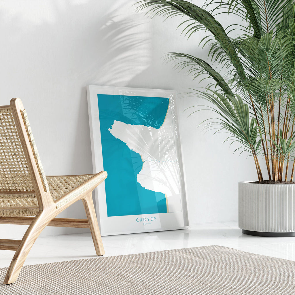 Croyde Map Art - Croyde Devon Map, Croyde Beach Print, Croyde Art Print, Devon Beach Art, North Devon Map Art, Devon Coast Map, Surf Art