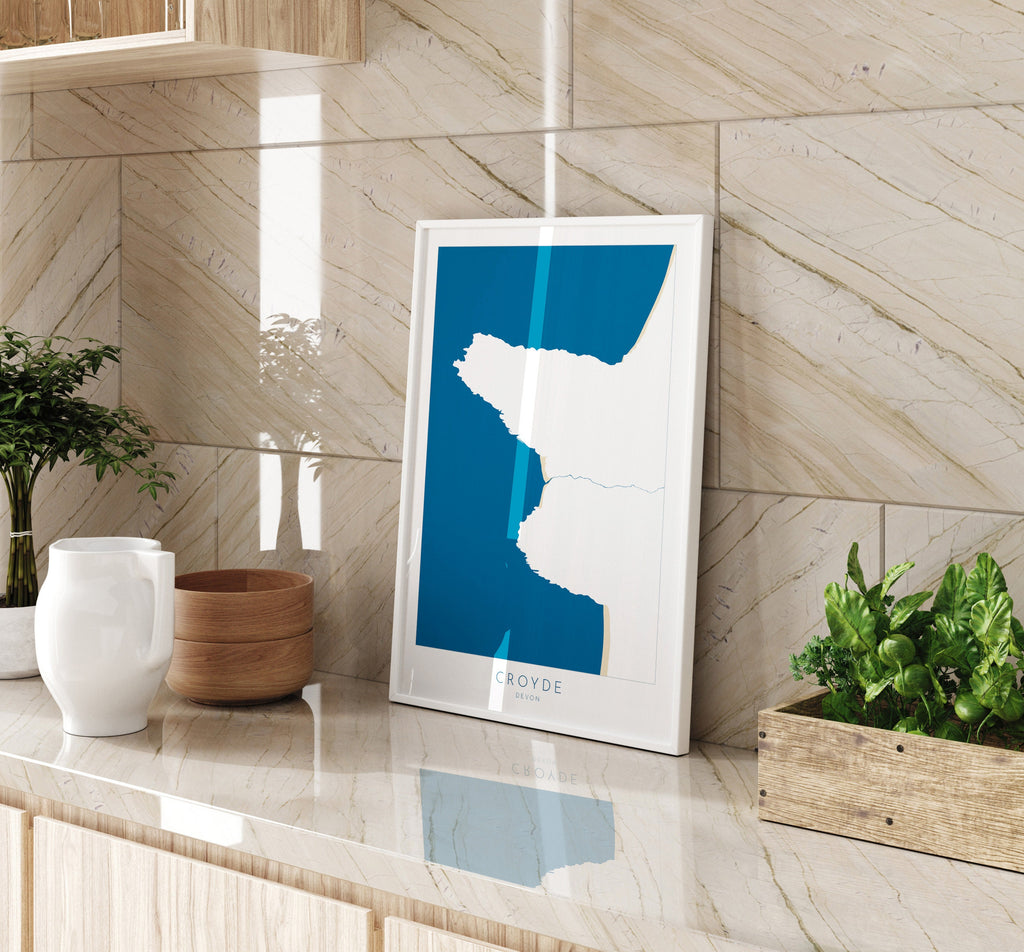 Croyde Map Art - Croyde Devon Map, Croyde Beach Print, Croyde Art Print, Devon Beach Art, North Devon Map Art, Devon Coast Map, Surf Art