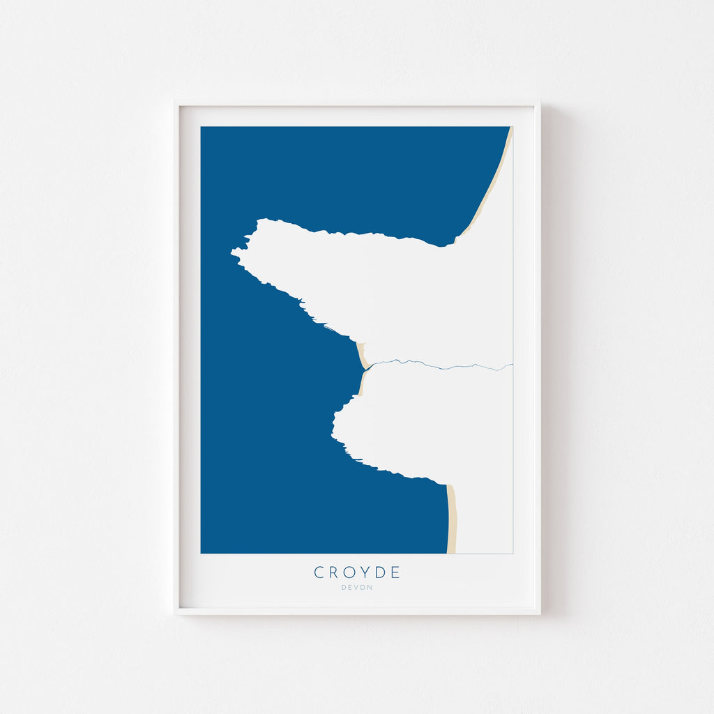 Croyde Map Art - Croyde Devon Map, Croyde Beach Print, Croyde Art Print, Devon Beach Art, North Devon Map Art, Devon Coast Map, Surf Art
