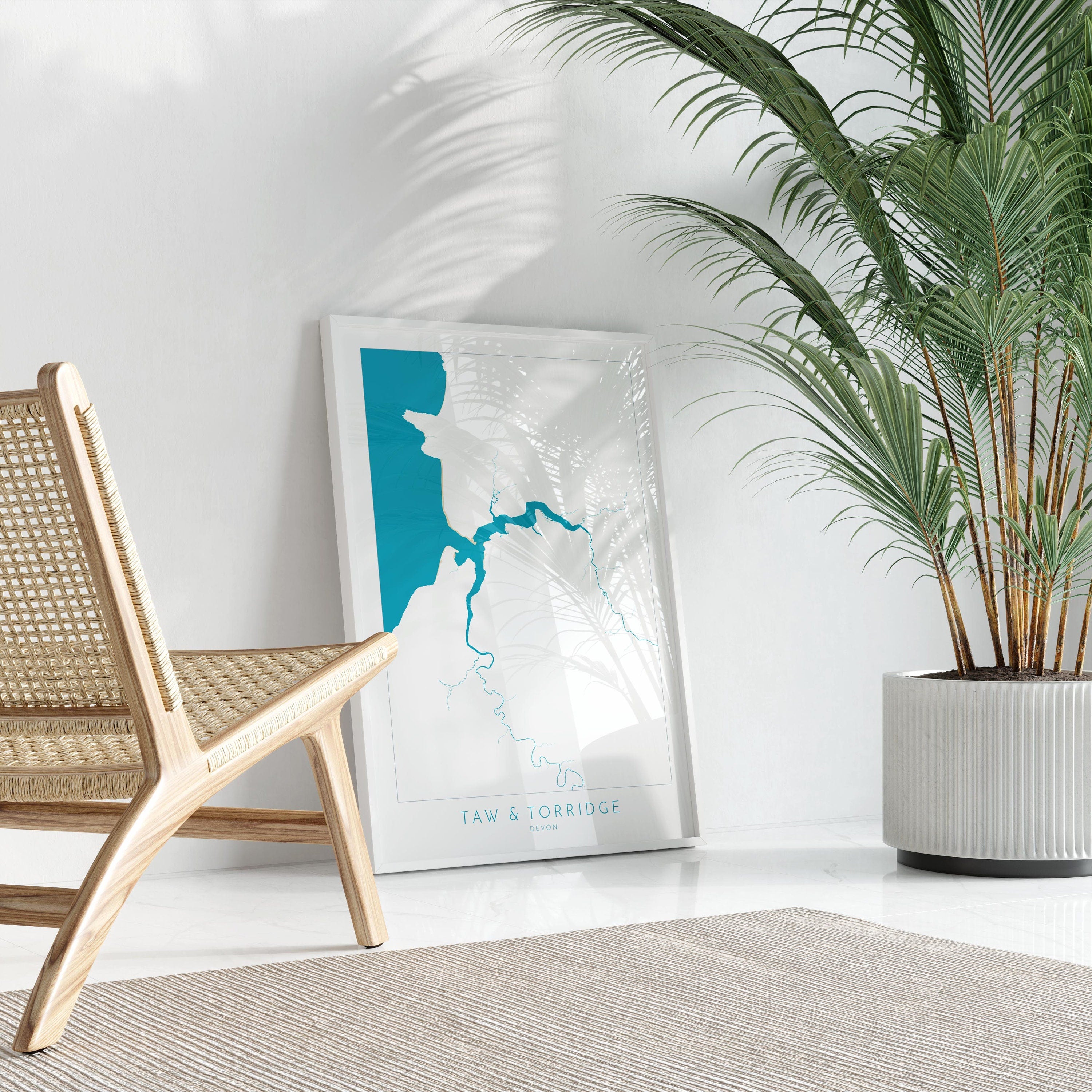 Rivers Taw and Torridge Estuary Map Art - Devon Map, Bideford Map Art, Westward Ho! Beach Art, Bideford Map, Barnstaple Art, Croyde Map