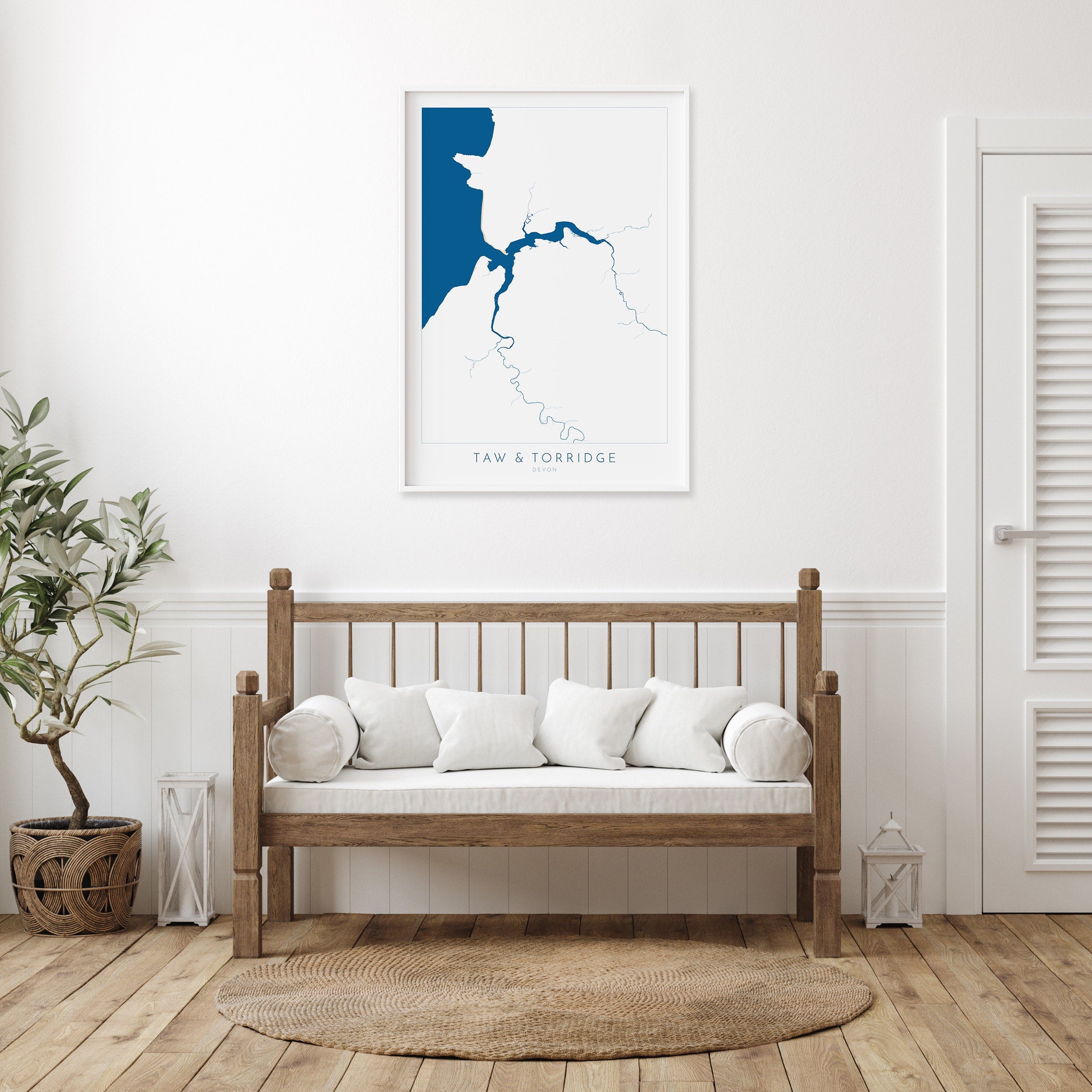 Rivers Taw and Torridge Estuary Map Art - Devon Map, Bideford Map Art, Westward Ho! Beach Art, Bideford Map, Barnstaple Art, Croyde Map