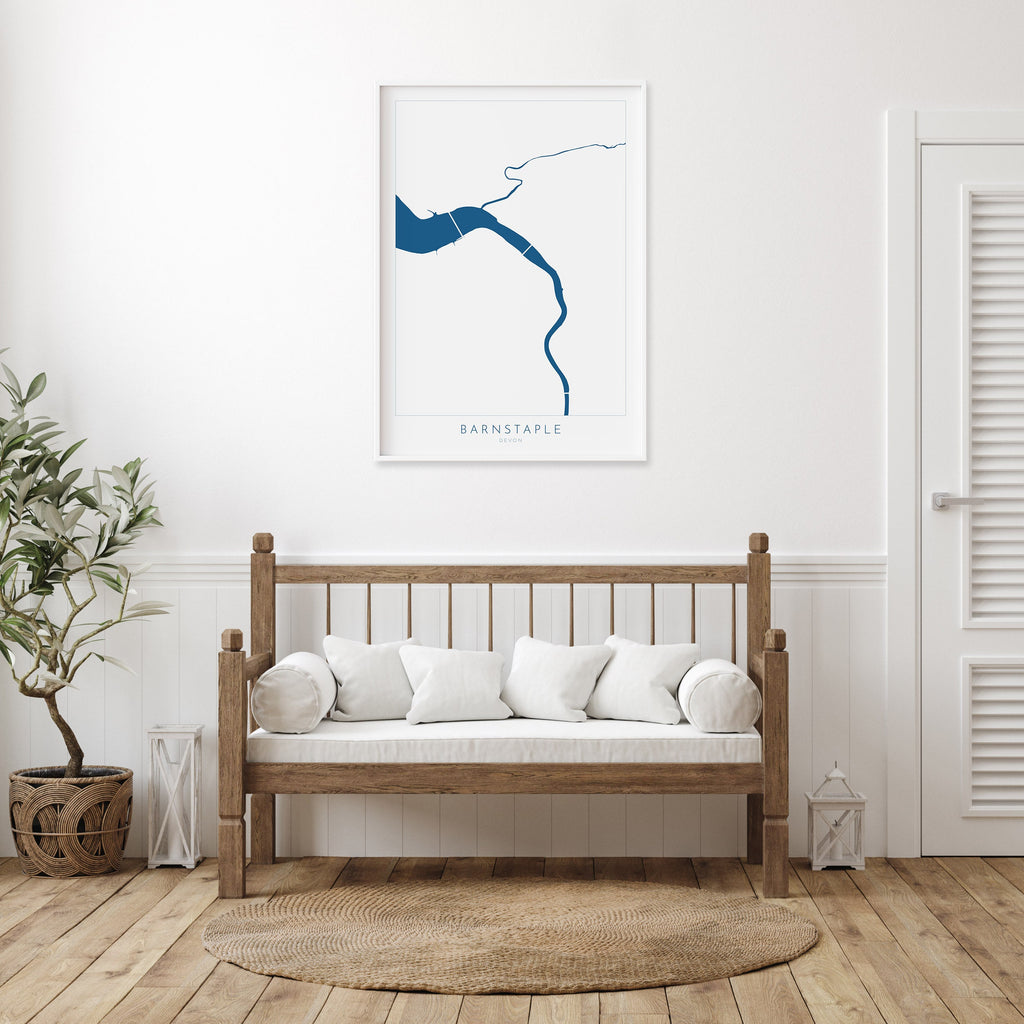 Barnstaple Map Art - Devon Map Art, River Taw Map,Barnstaple Art Print, North Devon Map Art, River Taw Art Devon, Devon Rivers Art