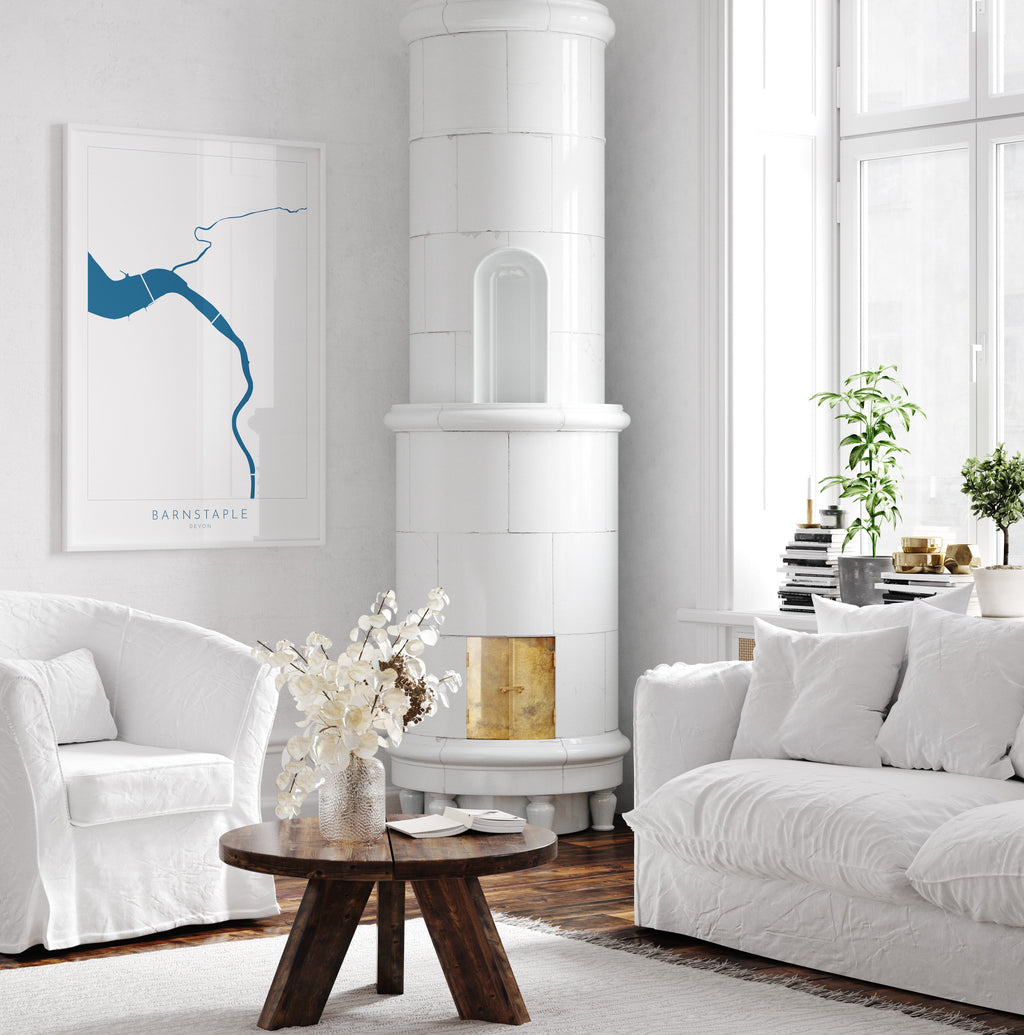 Barnstaple Map Art - Devon Map Art, River Taw Map,Barnstaple Art Print, North Devon Map Art, River Taw Art Devon, Devon Rivers Art