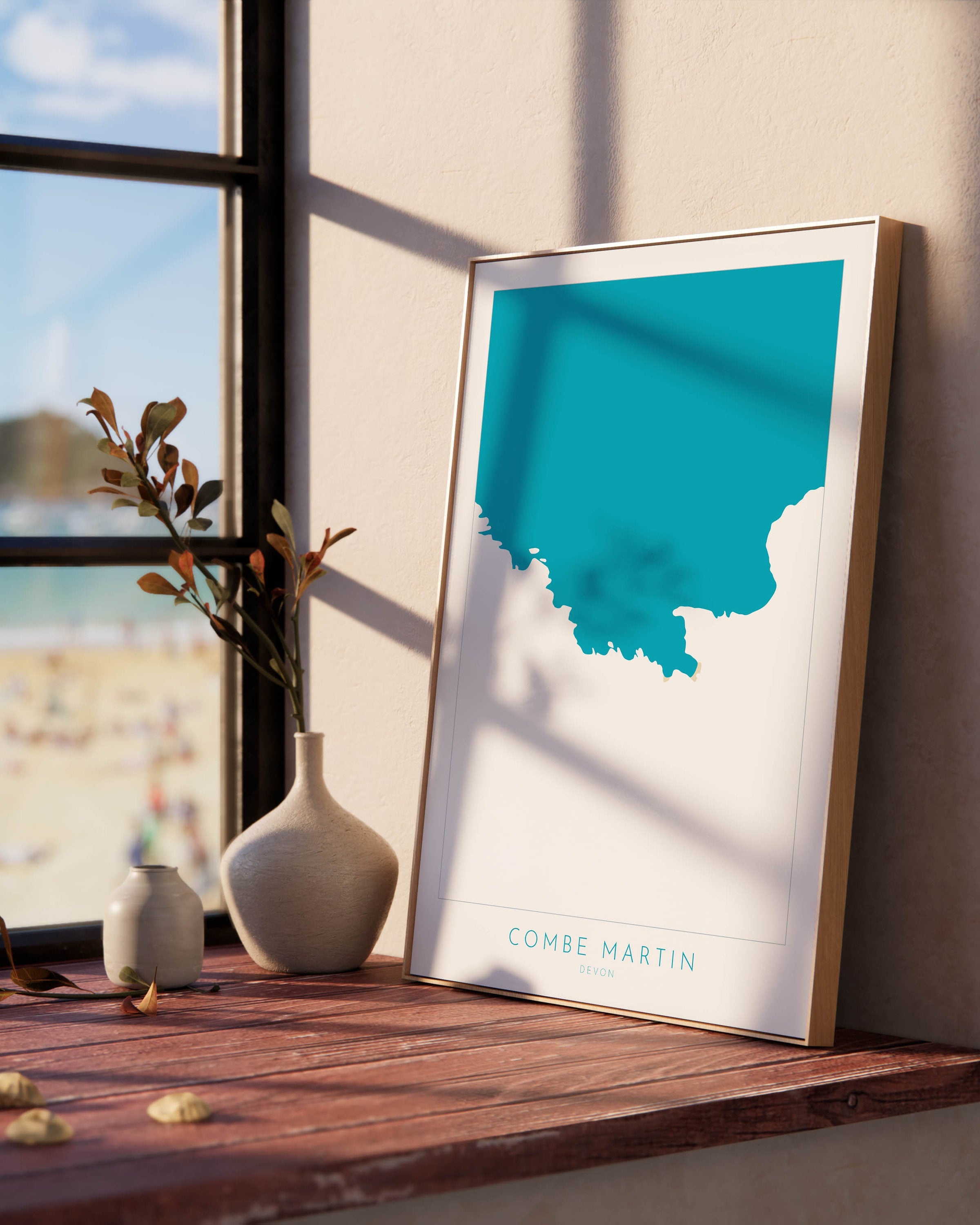 Combe Martin Map Art- Combe Martin Devon Map, North Devon Map Art, Combe Martin Beach, Combe Martin Art Print, Combe Martin Wall Art, Exmoor