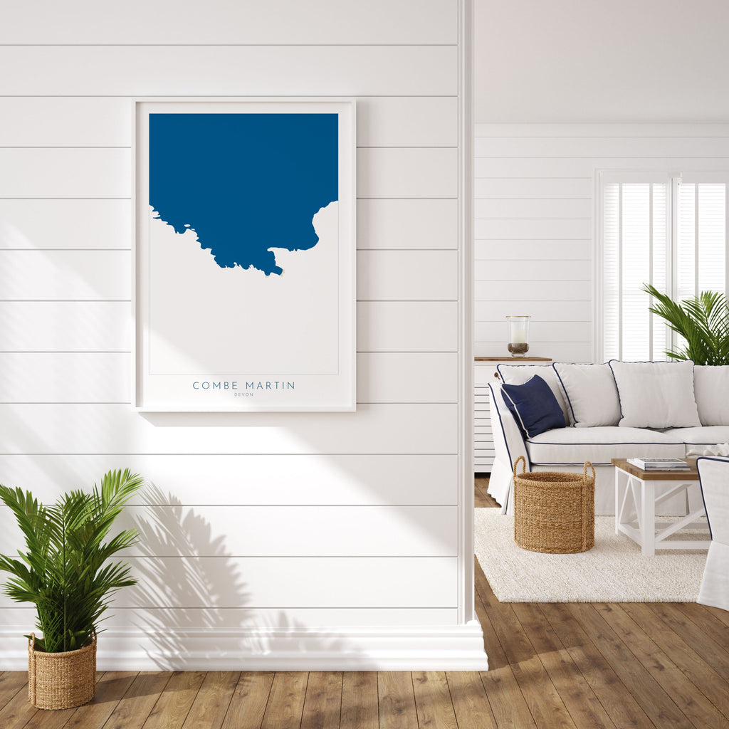 Combe Martin Map Art- Combe Martin Devon Map, North Devon Map Art, Combe Martin Beach, Combe Martin Art Print, Combe Martin Wall Art, Exmoor