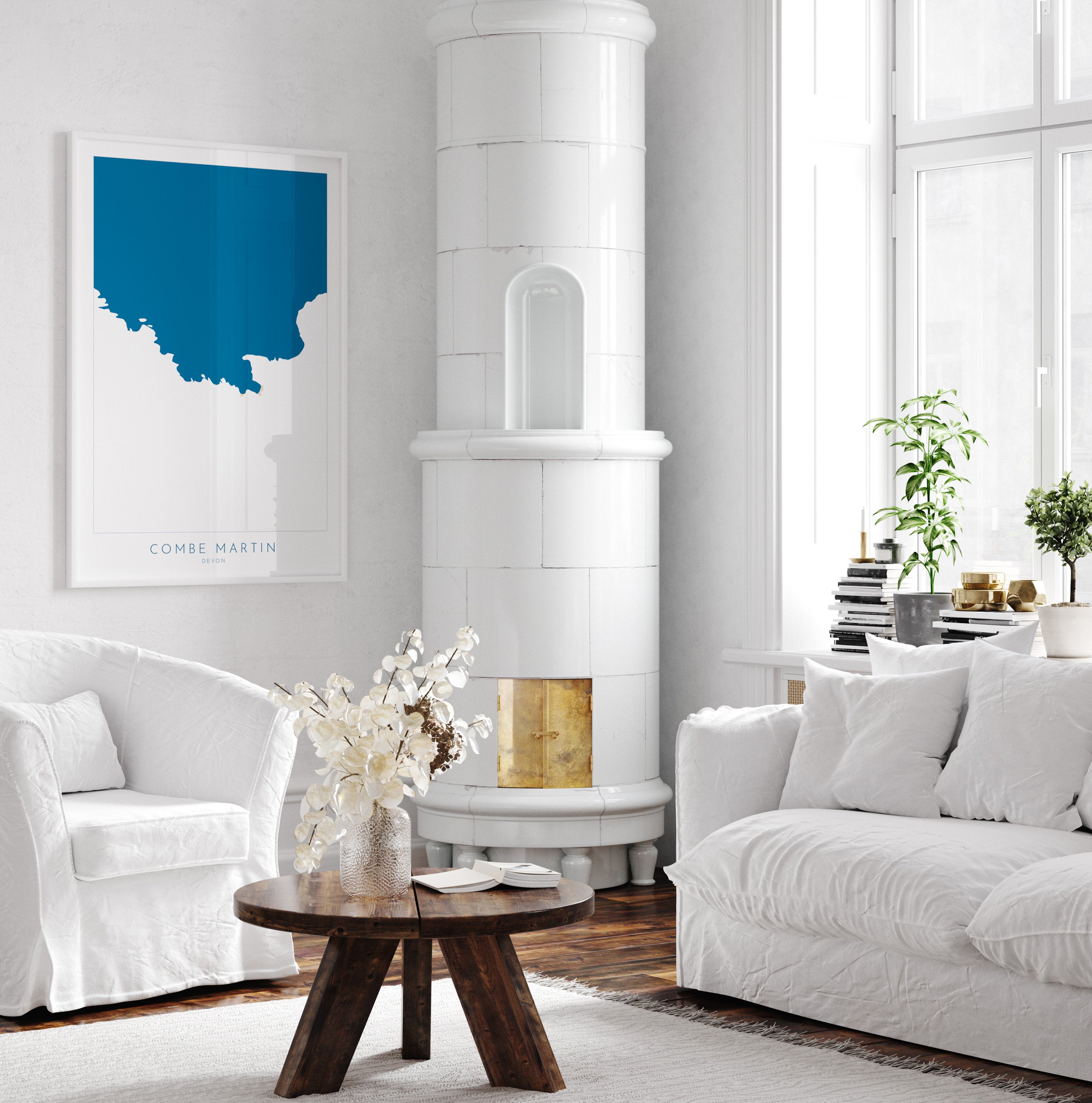 Combe Martin Map Art- Combe Martin Devon Map, North Devon Map Art, Combe Martin Beach, Combe Martin Art Print, Combe Martin Wall Art, Exmoor