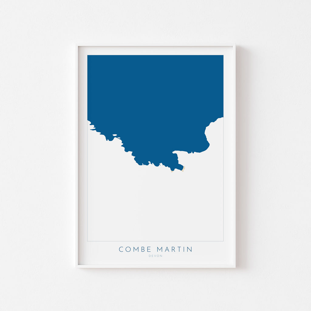 Combe Martin Map Art- Combe Martin Devon Map, North Devon Map Art, Combe Martin Beach, Combe Martin Art Print, Combe Martin Wall Art, Exmoor