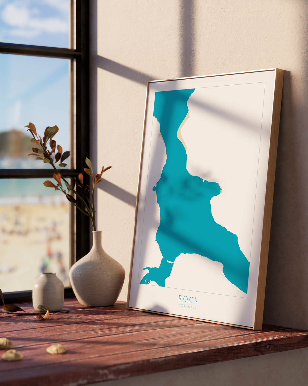 Rock Map Art - Rock Cornwall Map, The Camel Estuary Map Art, Rock Beach Cornwall, Padstow Wall Art, Cornwall River Art, North Cornwall Print