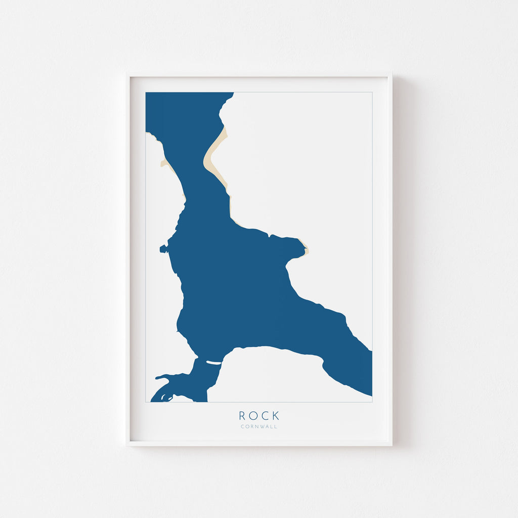 Rock Map Art - Rock Cornwall Map, The Camel Estuary Map Art, Rock Beach Cornwall, Padstow Wall Art, Cornwall River Art, North Cornwall Print