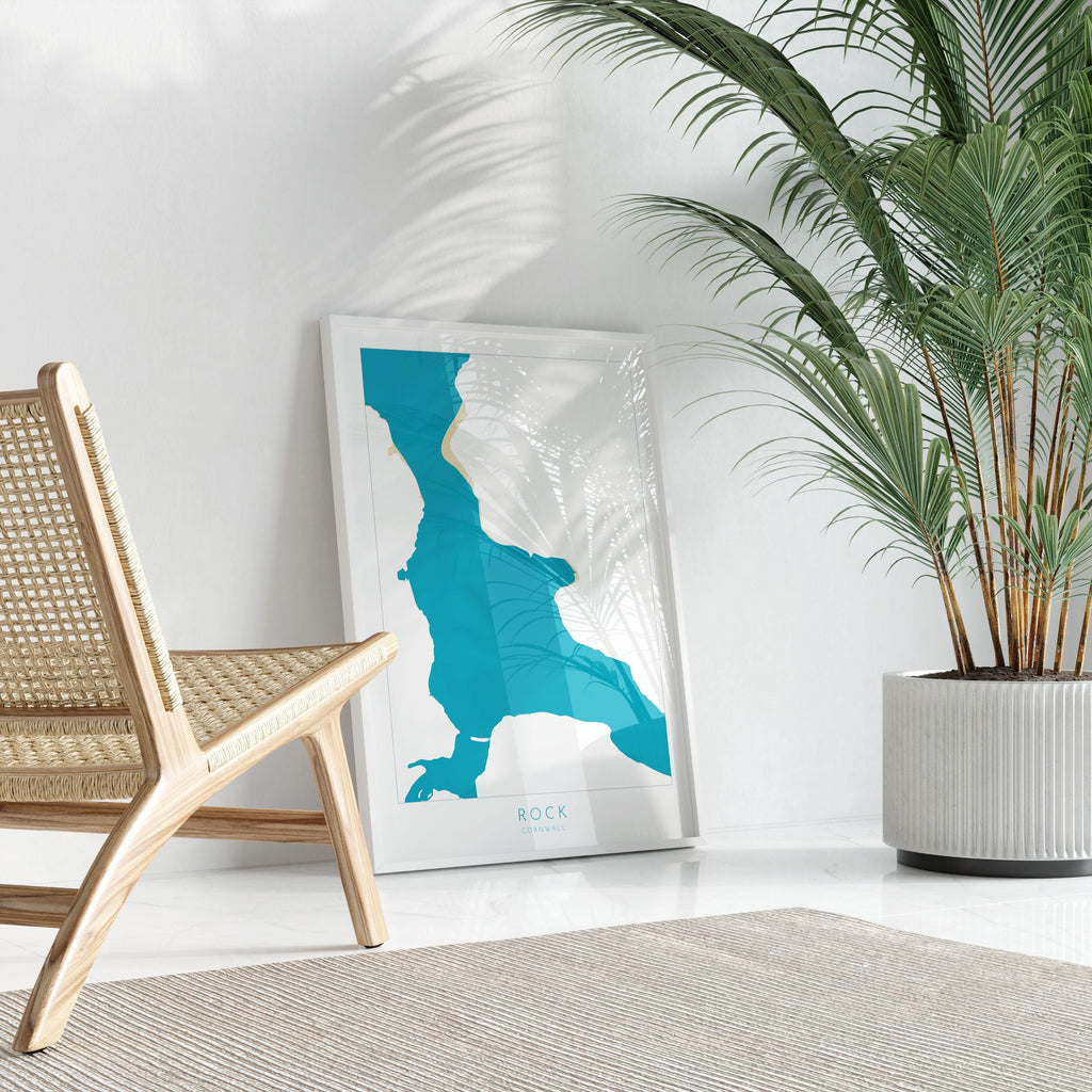 Rock Map Art - Rock Cornwall Map, The Camel Estuary Map Art, Rock Beach Cornwall, Padstow Wall Art, Cornwall River Art, North Cornwall Print