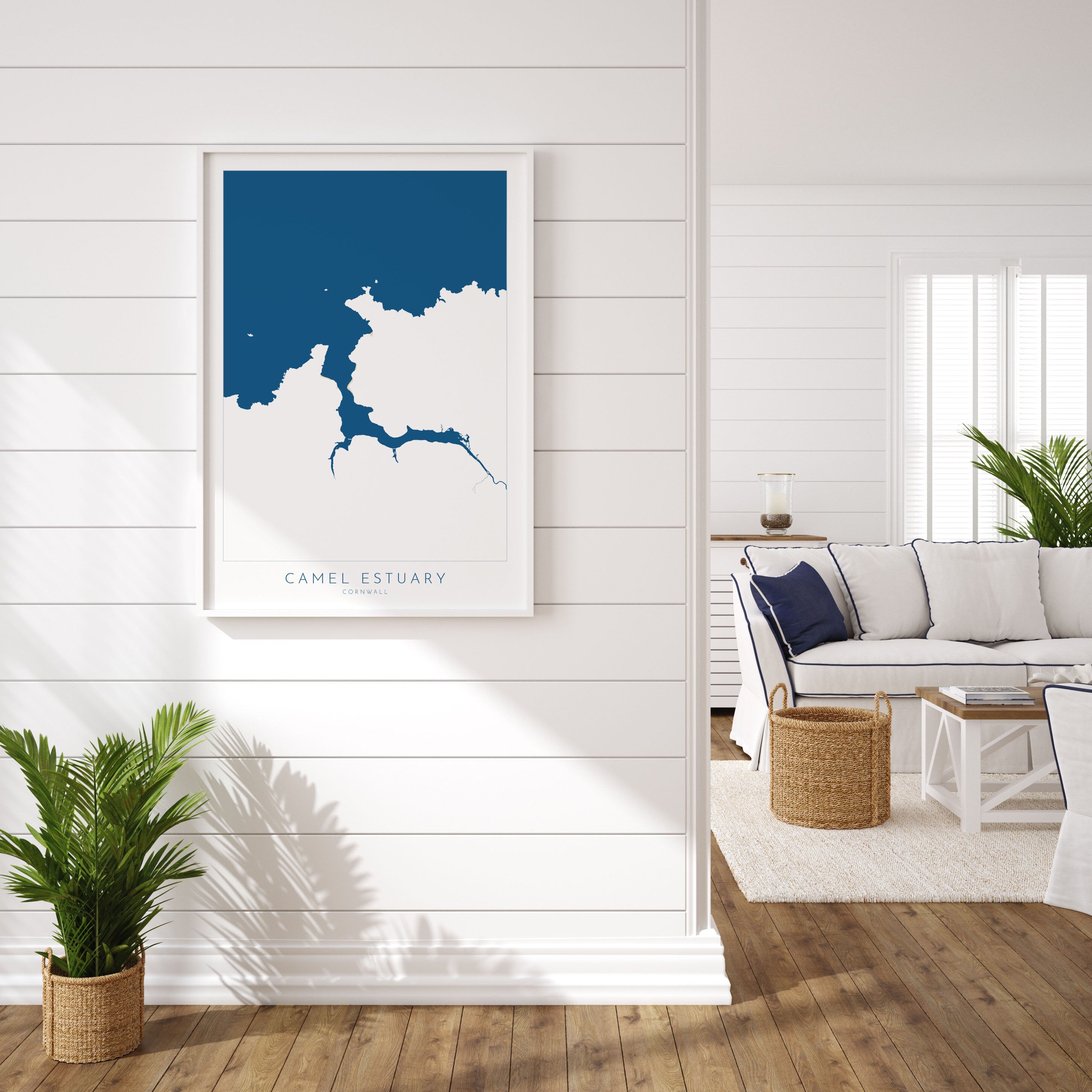 Camel Estuary Map Art - North Cornwall Map, Padstow Map Art, Rock Beach Cornwall, Wadebridge Wall Art, River Art, Polzeath Poster, River Map